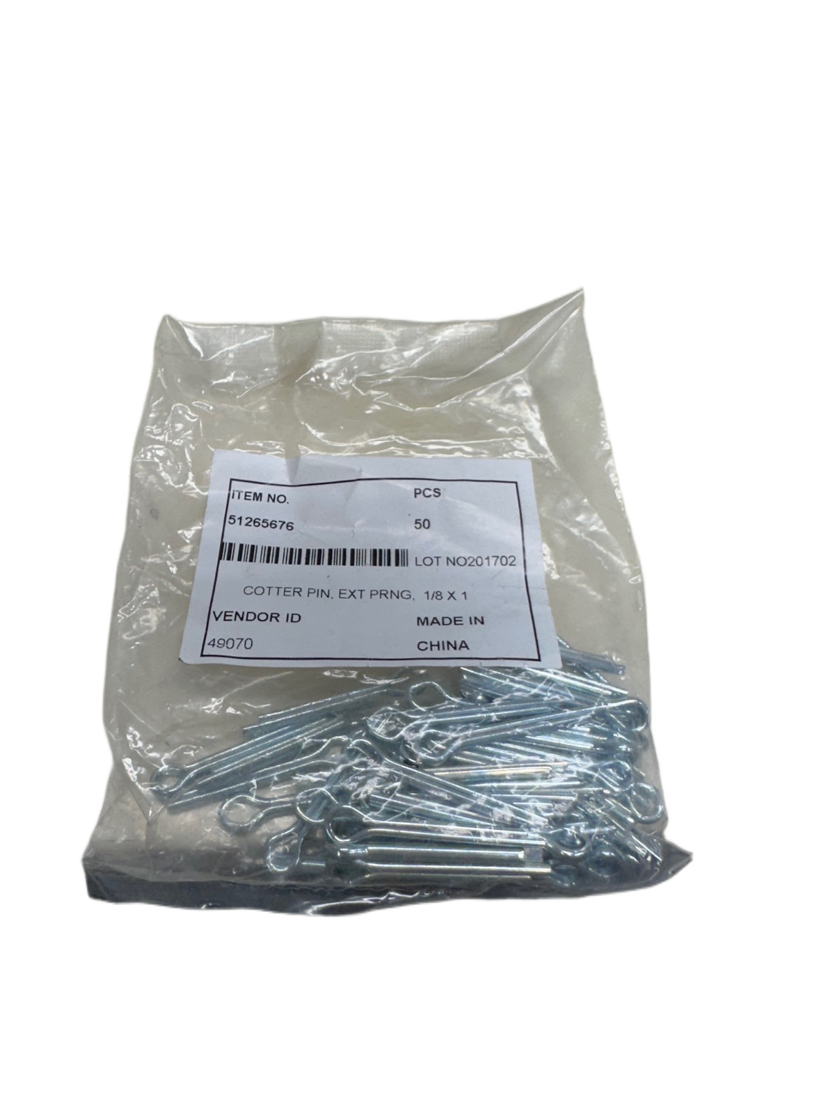 Value Collection 1/8″ Dia x 1″ 51265676 Ext Prong Cotter Pin (LOT OF 50) 🔥