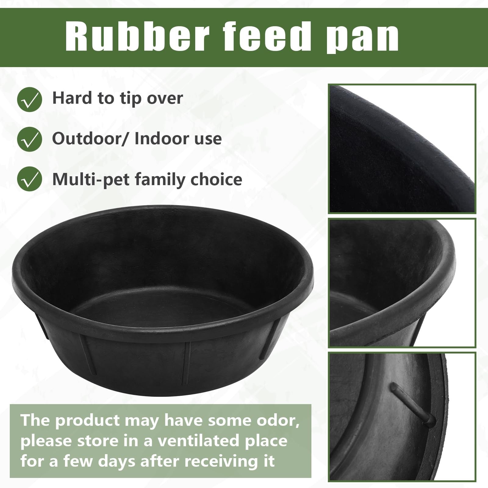 Sadnyy 5 Pcs Rubber Feeder Pan 8 Quart Rubber Feed Pan Large Utility Horse Fe…