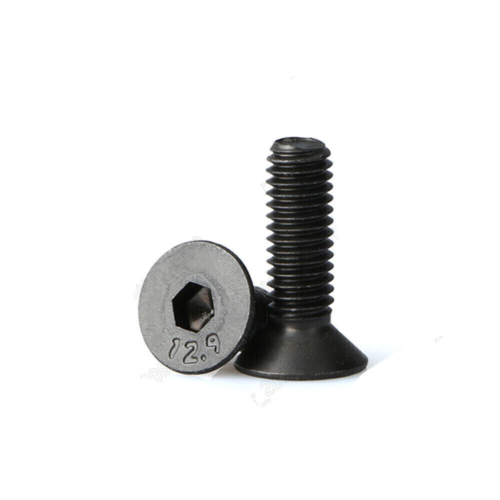 M7-1.0 Black 12.9 Steel Hex Socket Bolts Countersunk Flat Head Screws