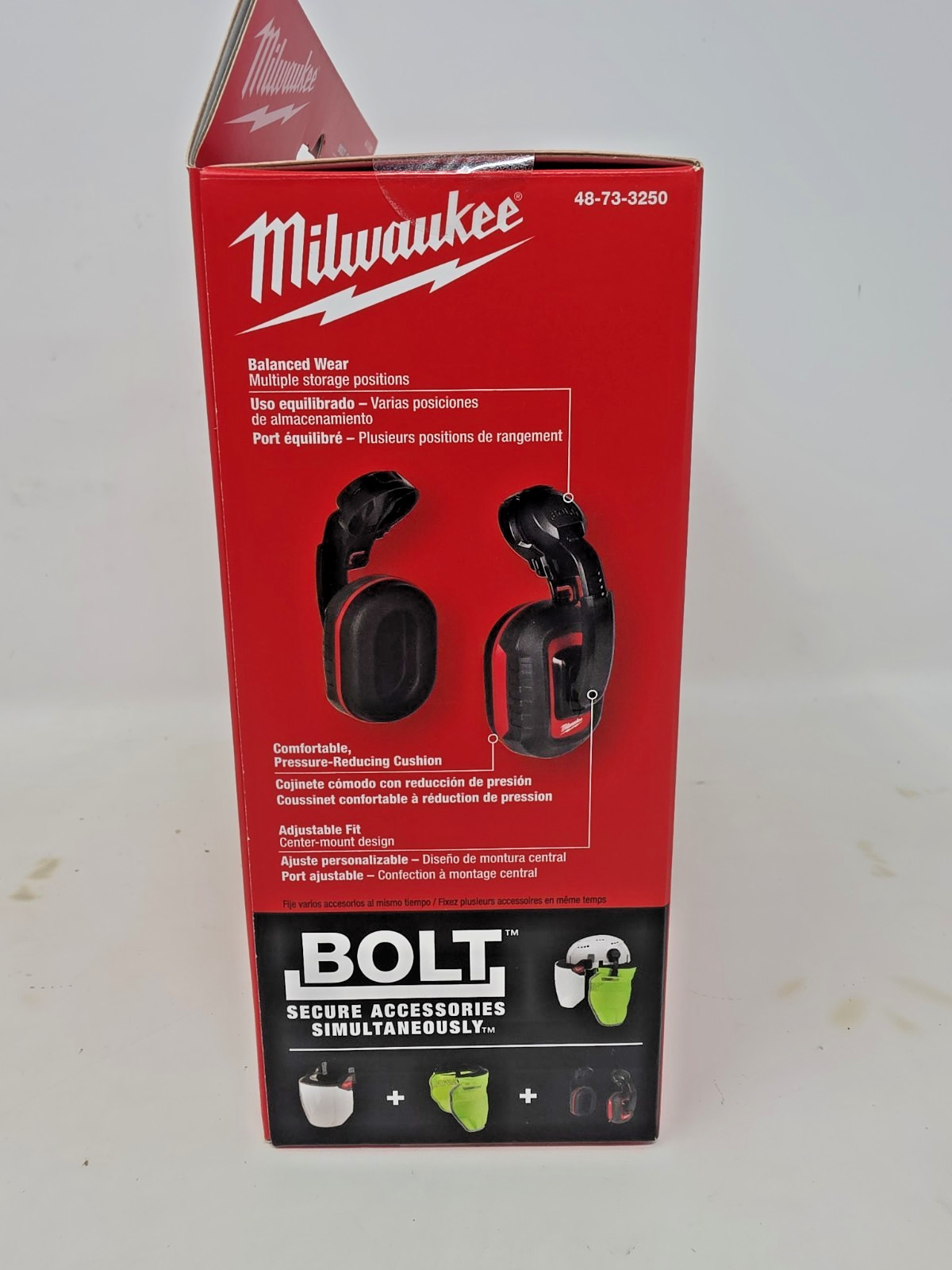 Milwaukee 48-73-3250 BOLT 24dB Earmuffs, Use with Safety Helmets and Hard Hats.
