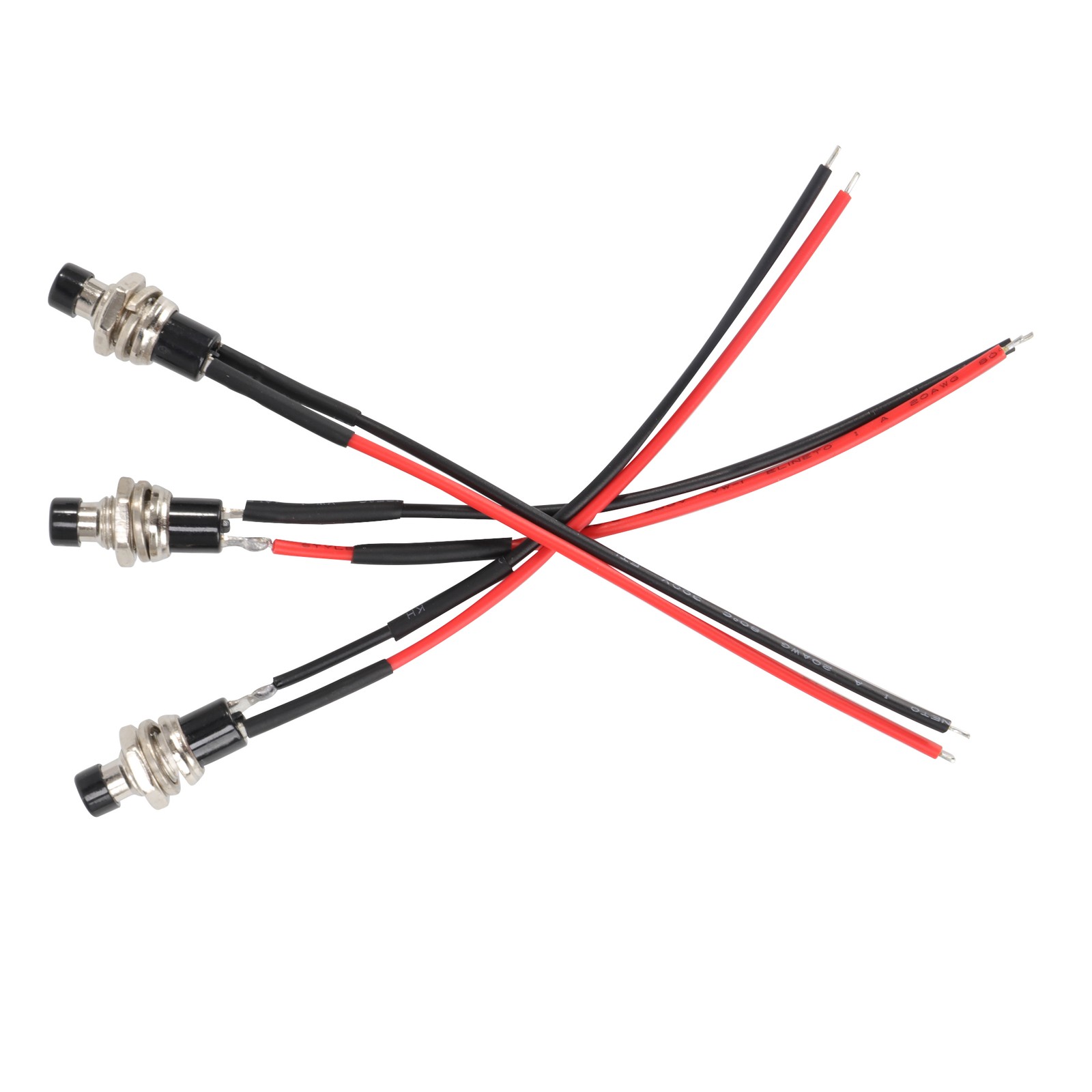 Pre-Wired SPST Momentary Mini Push Button Switch 12V 5A N/O 3 Pack with Plug