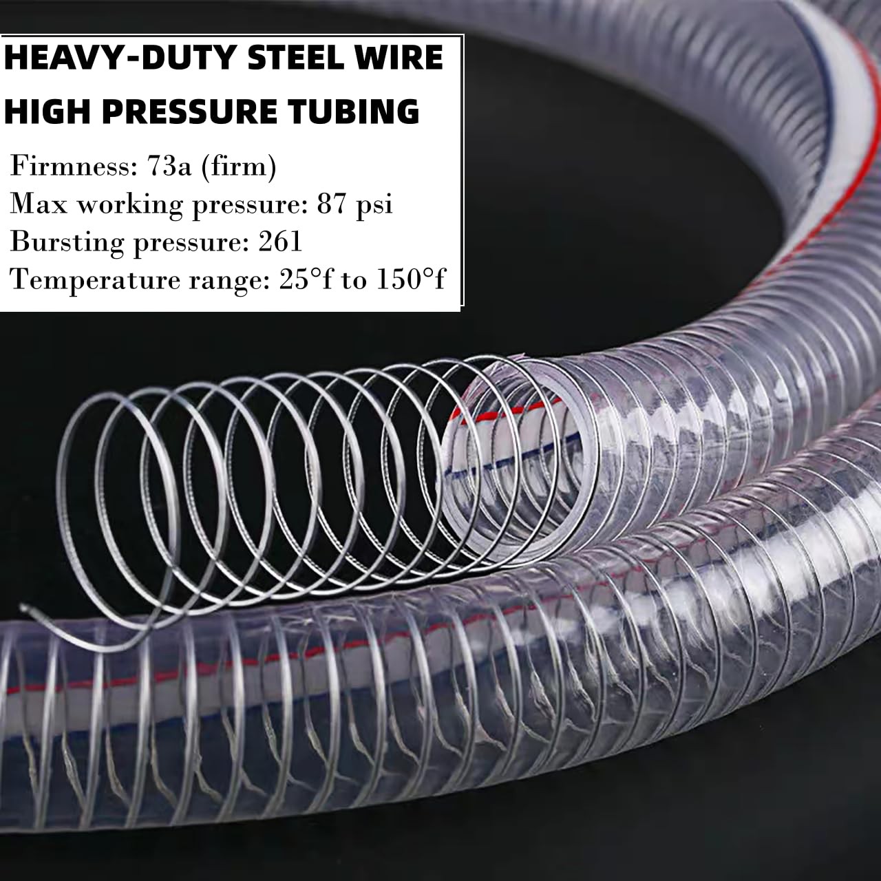 PEISONGFEI 1 1/4 Inch ID x 1 1/2 Inch OD Heavy-Duty Steel Wire Suction PVC