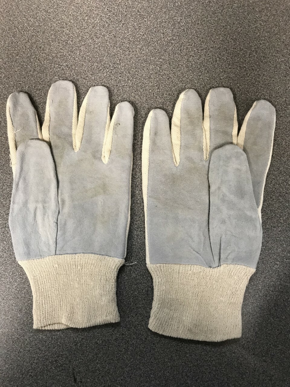 (12 Pairs) Split Cowhide Leather Palm Work Gloves Canvas Back, Large Free Ship