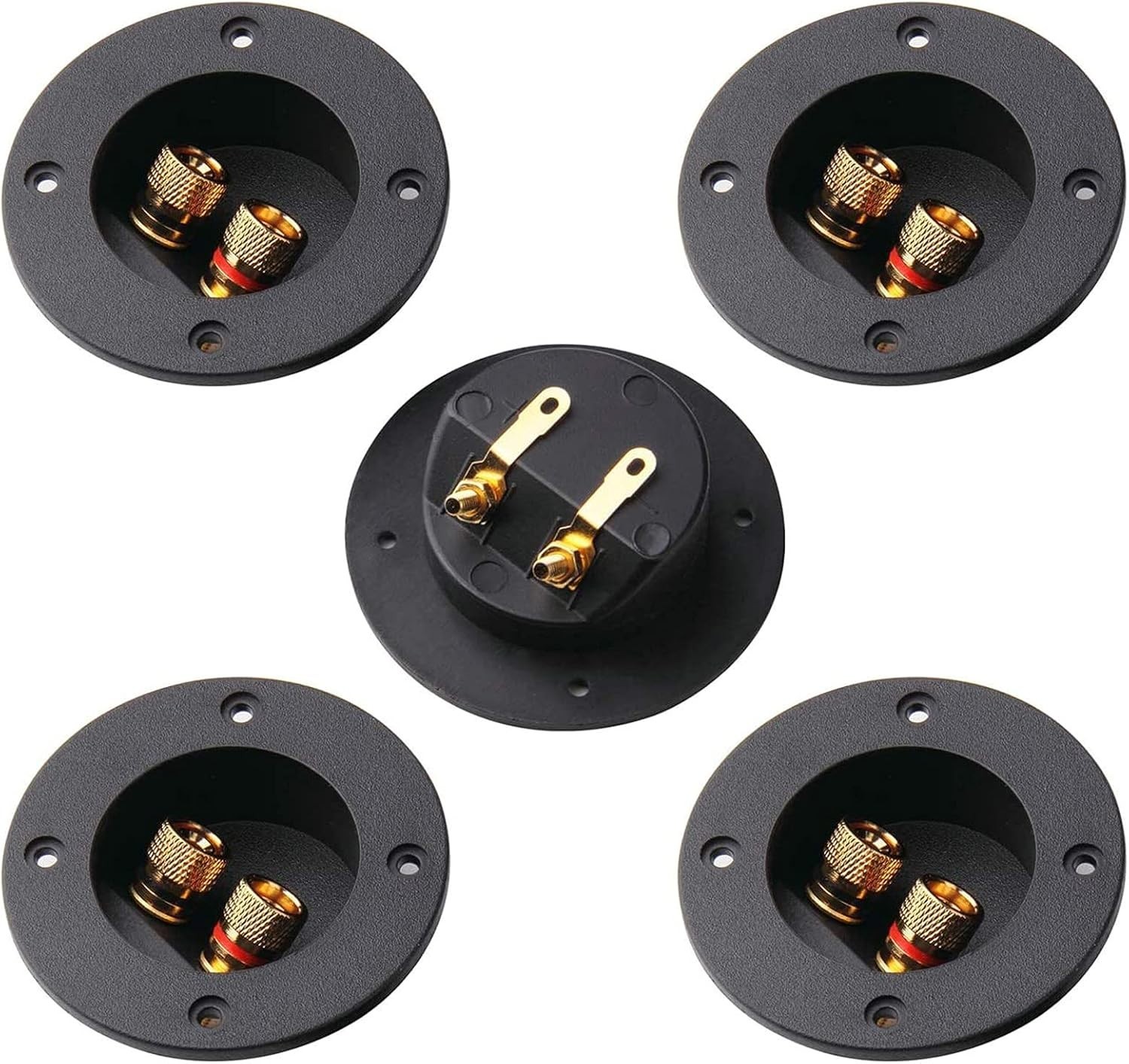 5Pcs 3-Inch Speaker Box Terminal Cup – Black, 1.77 Inches, Copper/Metal/Plastic