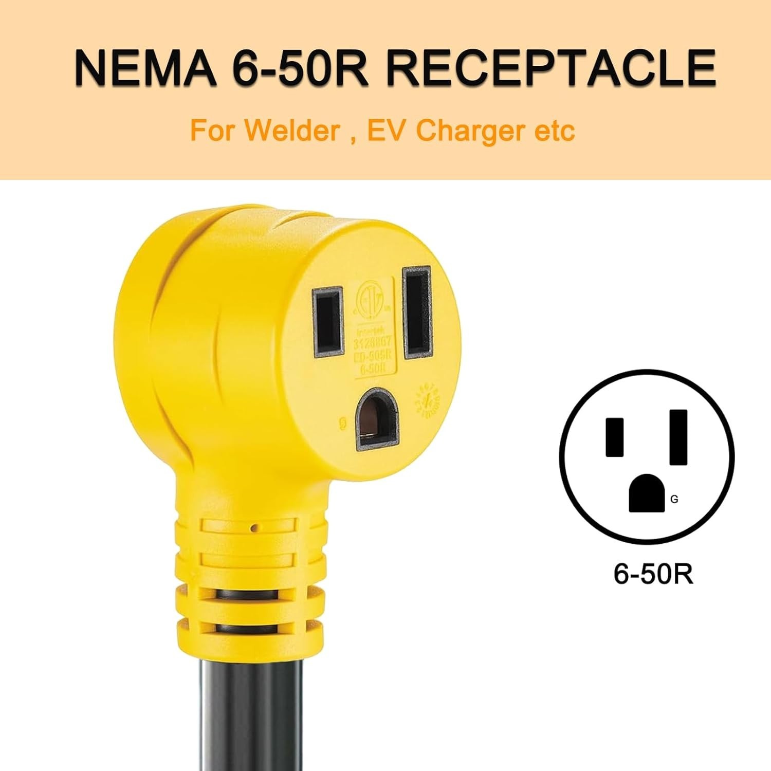 6 AWG NEMA 14-50P to 6-50R Welder Adapter Cord 25FT, Heavy Duty STW 6AWG * 3C 50
