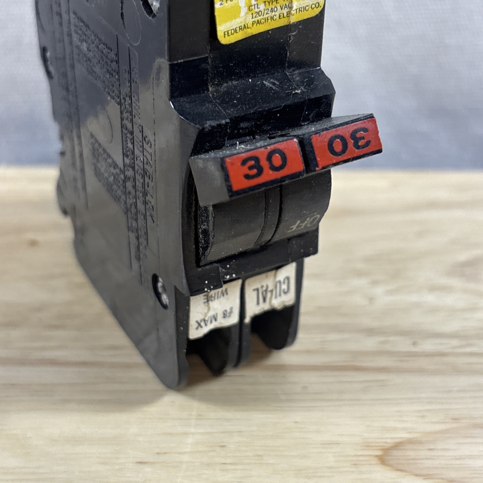 FPE Federal Pacific 30 Amp 2 Pole NC230 Stab-Lok Breaker Mini THIN NC red handle
