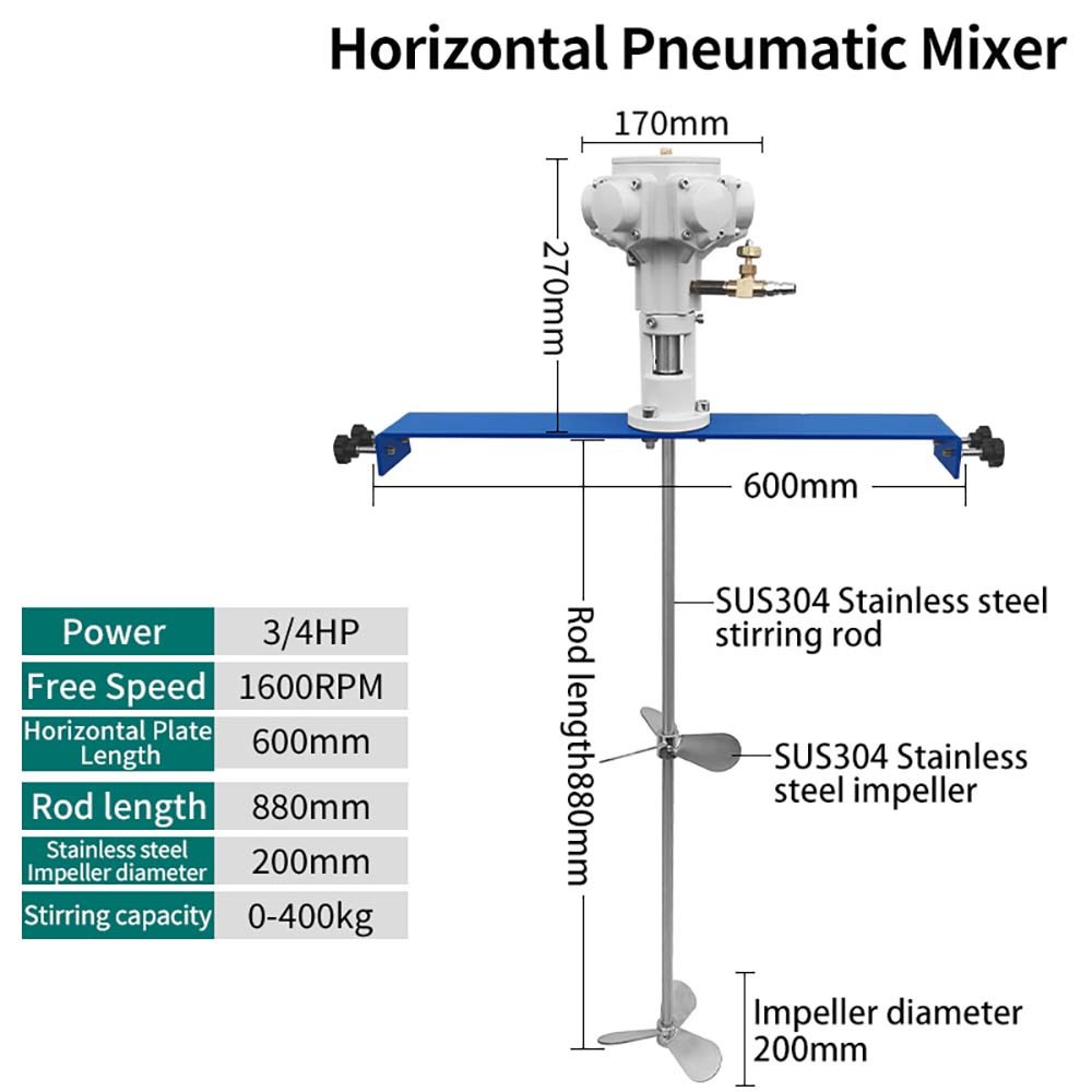 200L/55gallon Drum Paint Mixer Tank Air Agitator 3/4HP for 1-5000mPas viscosity