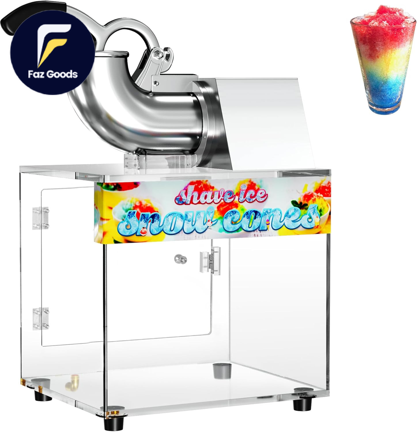 48L Snow Cone Machine 500LB/H Commercial Shaved Ice Machine for Snow Cones