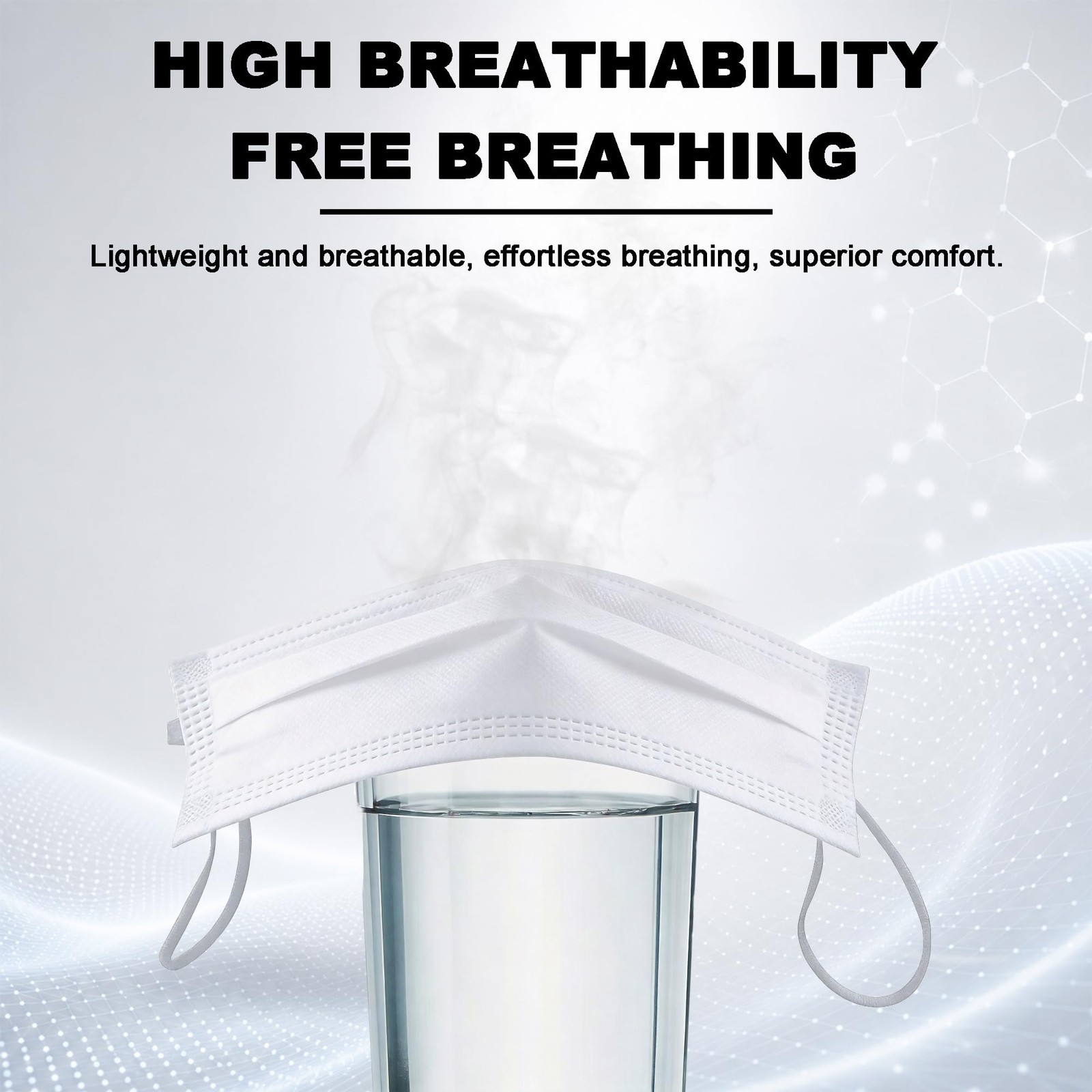 Disposable Face Masks 100 Pack, 3 Ply Breathable 1 Count (Pack of 100), White