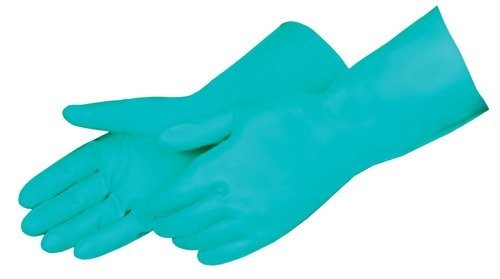 Gloves – Heavy Duty Nitrile Flock Lined Chemical Resistant 15 Mil Green – Large