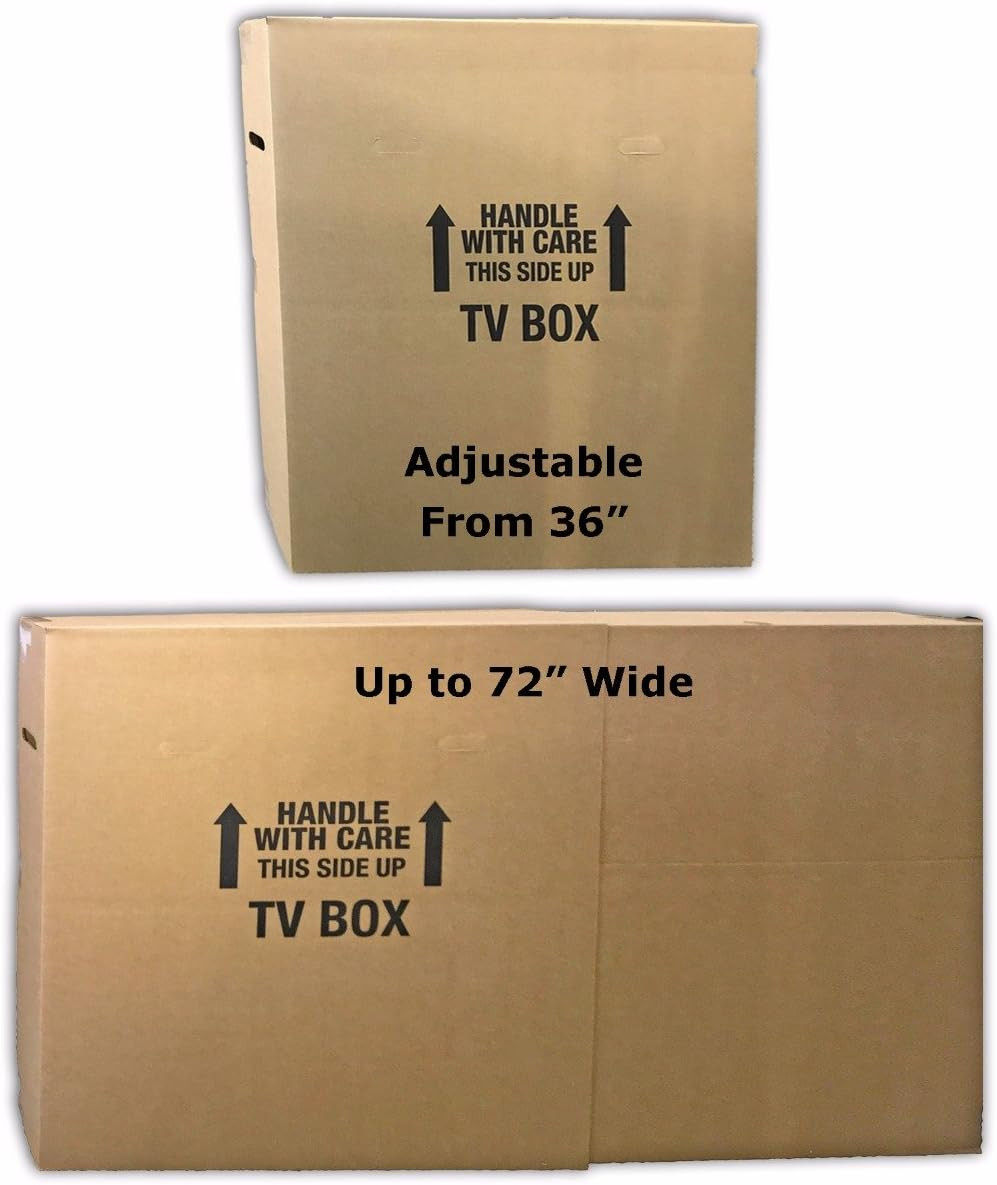 TV Moving Box (2 Pack) Fits up to 70″ Plasma, LCD, or LED, 72X6X42