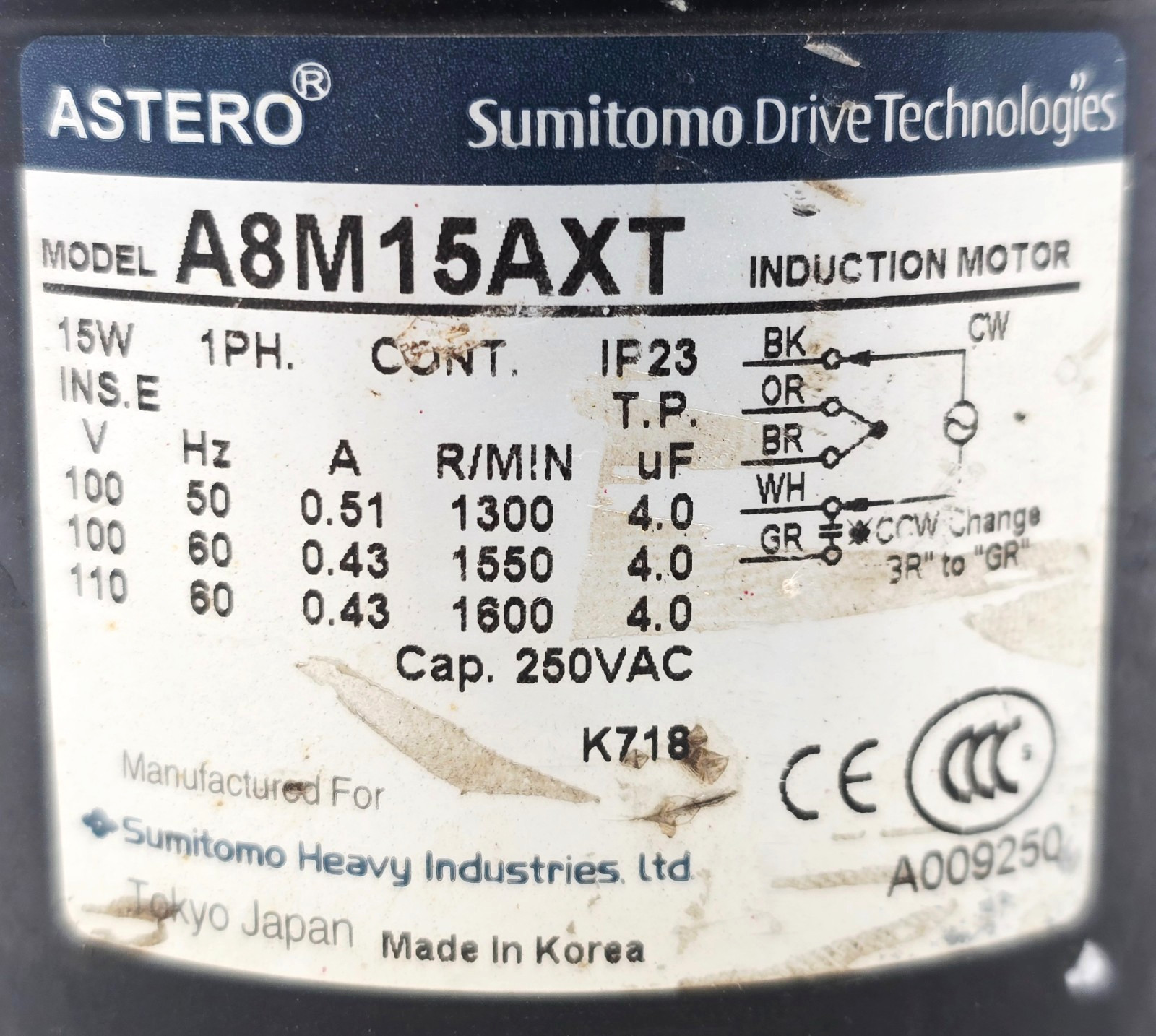 CEMCO T-60N A-G-T CHEMICAL FEEDER PUMP WITH ASTERO A8M15AXT INDUCTION MOTOR