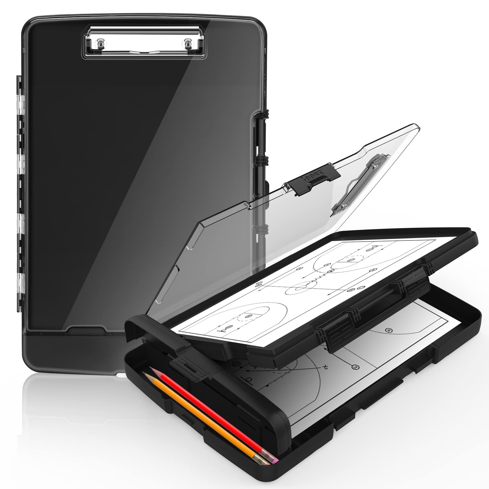 Sooez Original Clipboard with Storage & 9.8″ w x 1 1/3″ d x 14 1/4″ h, Black