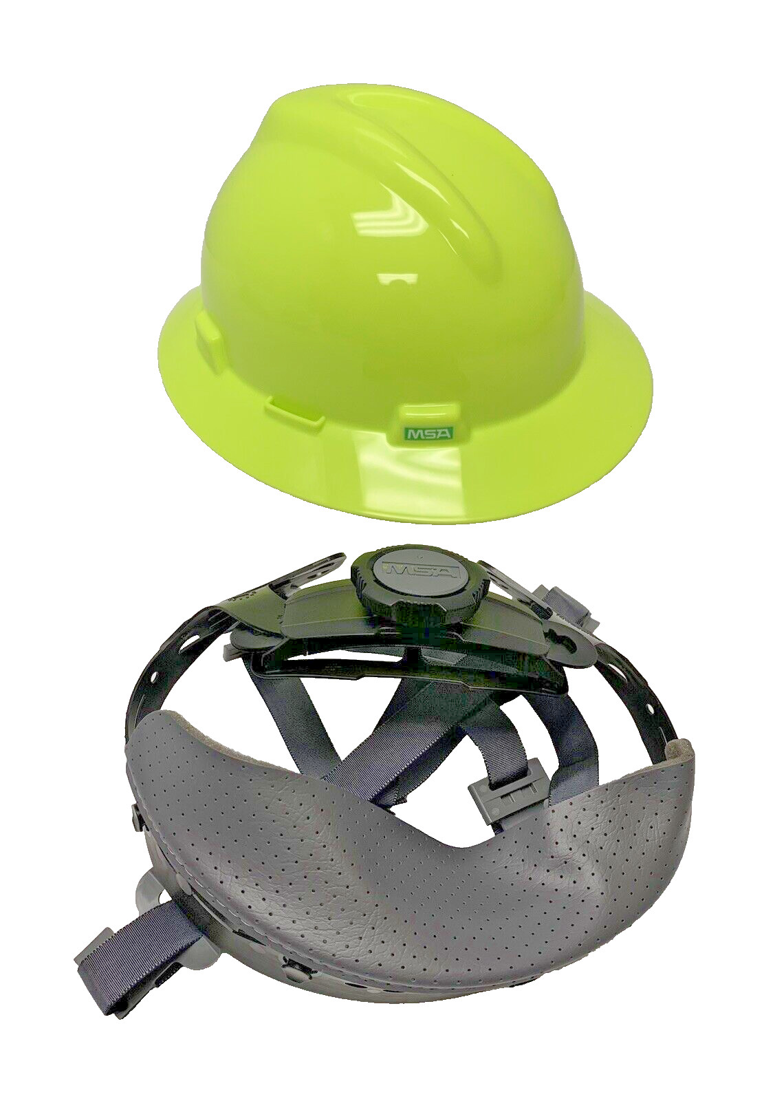MSA 10061515 Safety Full Brim Hard Hat Type 1 V-Gard Fas-Trac Hi-Viz Yellow M