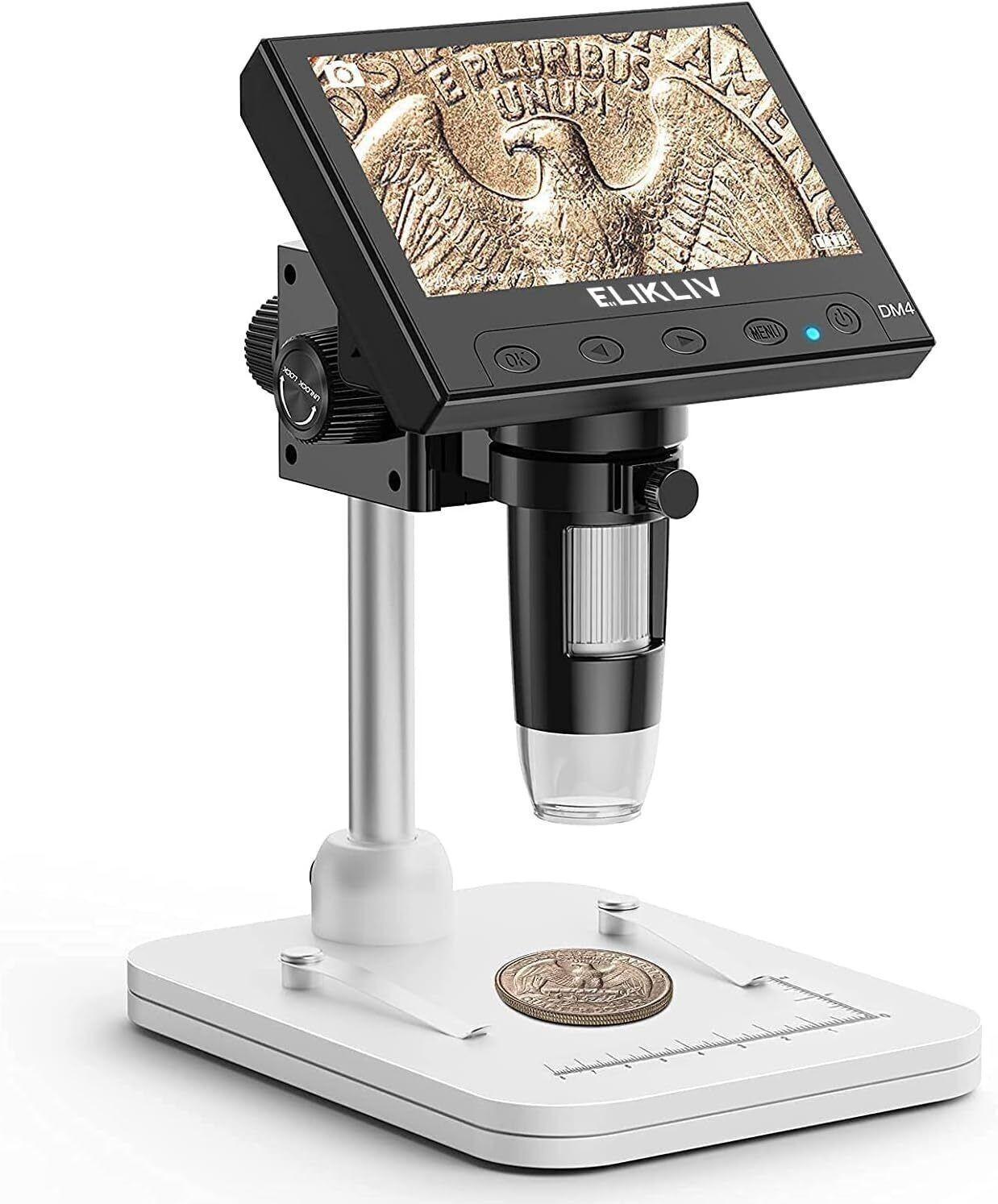 4.3-In Microscope LCD Digital Coin Microscope 1000x Coin Magnifier 8 LED Lights