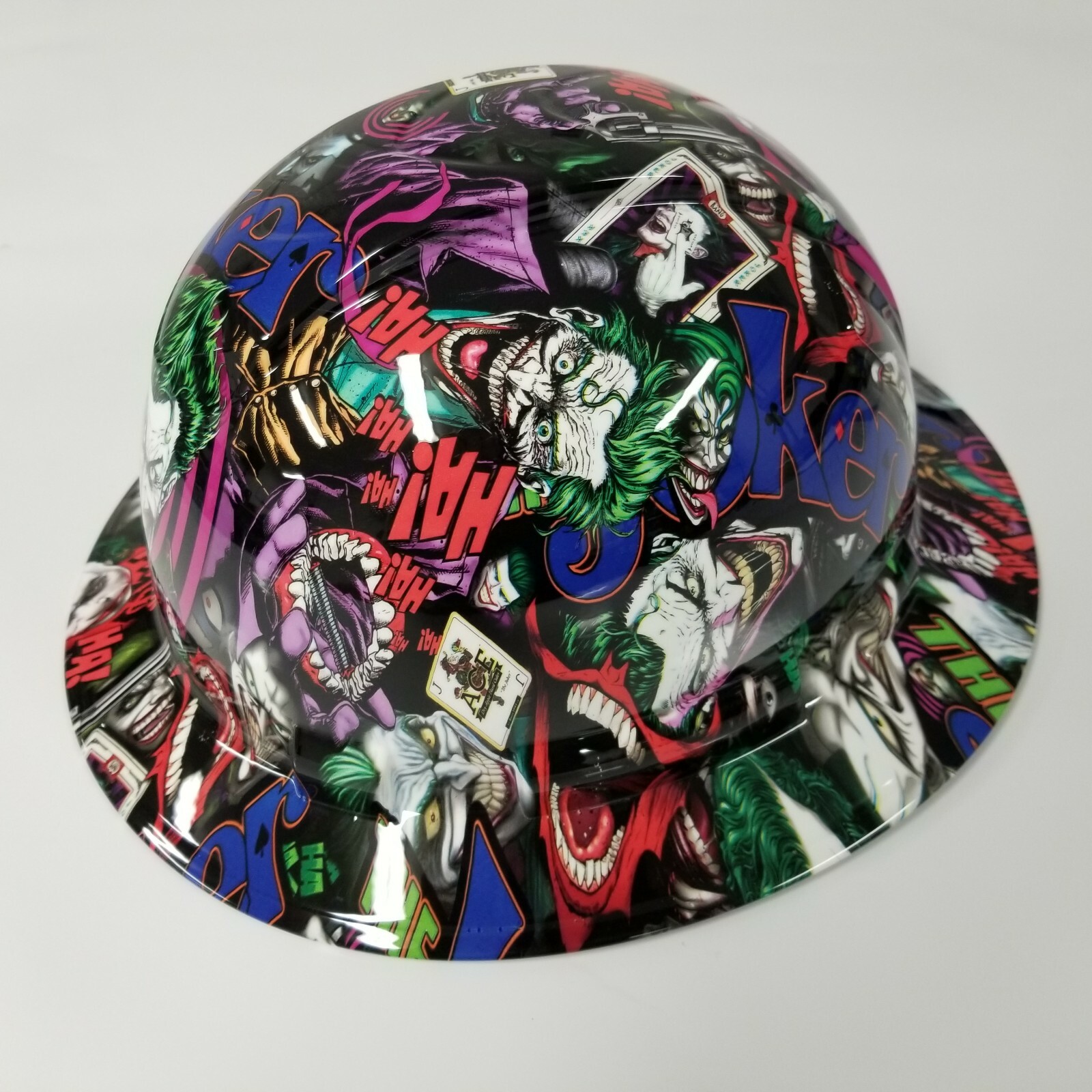NEW FULL BRIM Hard Hat custom hydro dipped in THE JOKER HAHA FULL COLOR SICK NEW