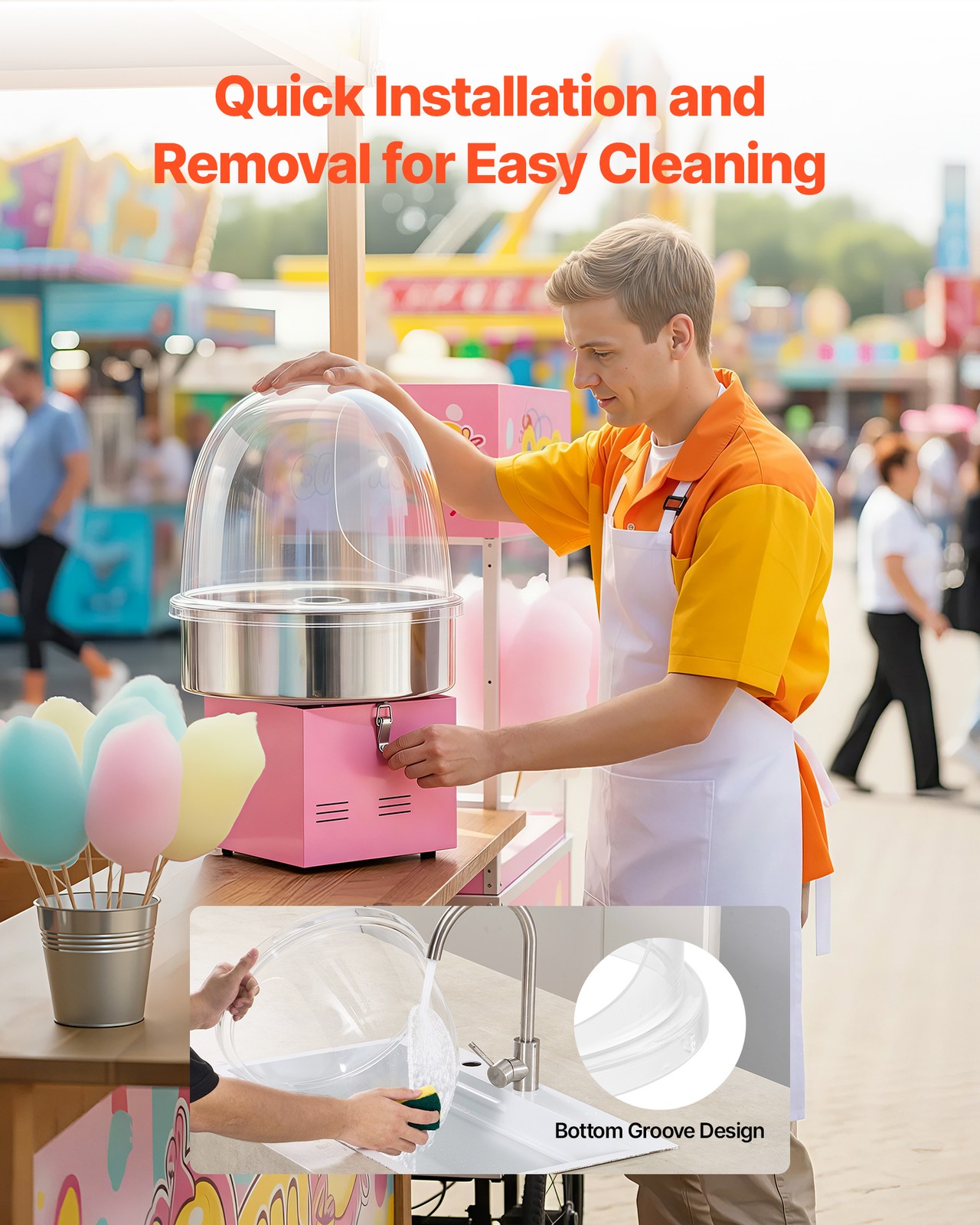 VEVOR Cotton Candy Machine Cover Transparent Acrylic Dome Bubble Shield