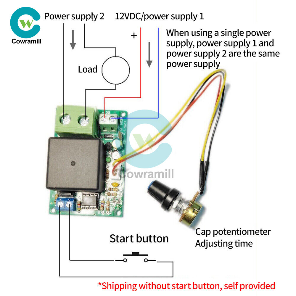 DC12/24V Time Relay Module 0-50Minutes Time Relay with Adjustable Potentiometer