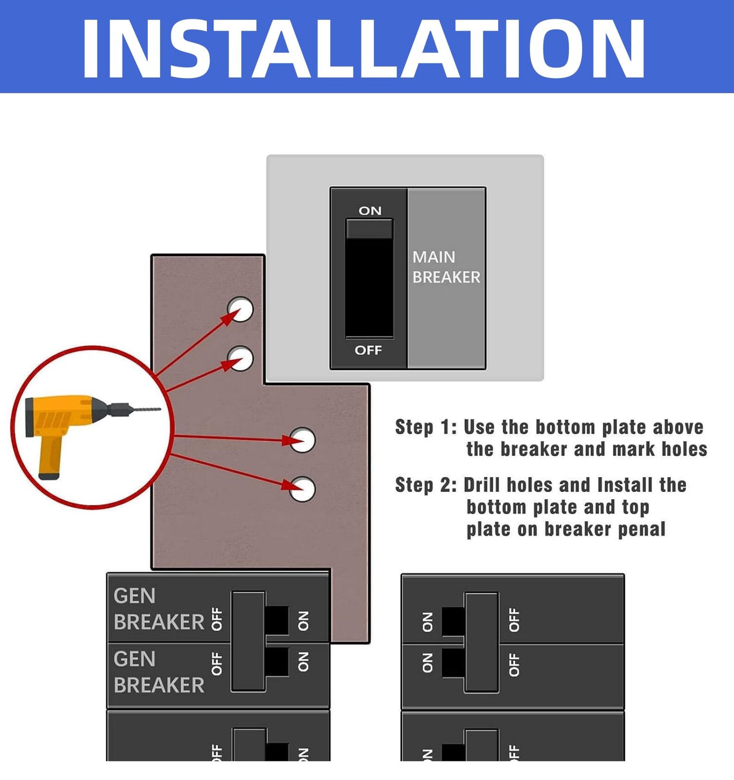 Generator Interlock Kit Compatible with Eaton Cutler Hammer Vertical Throw 15…