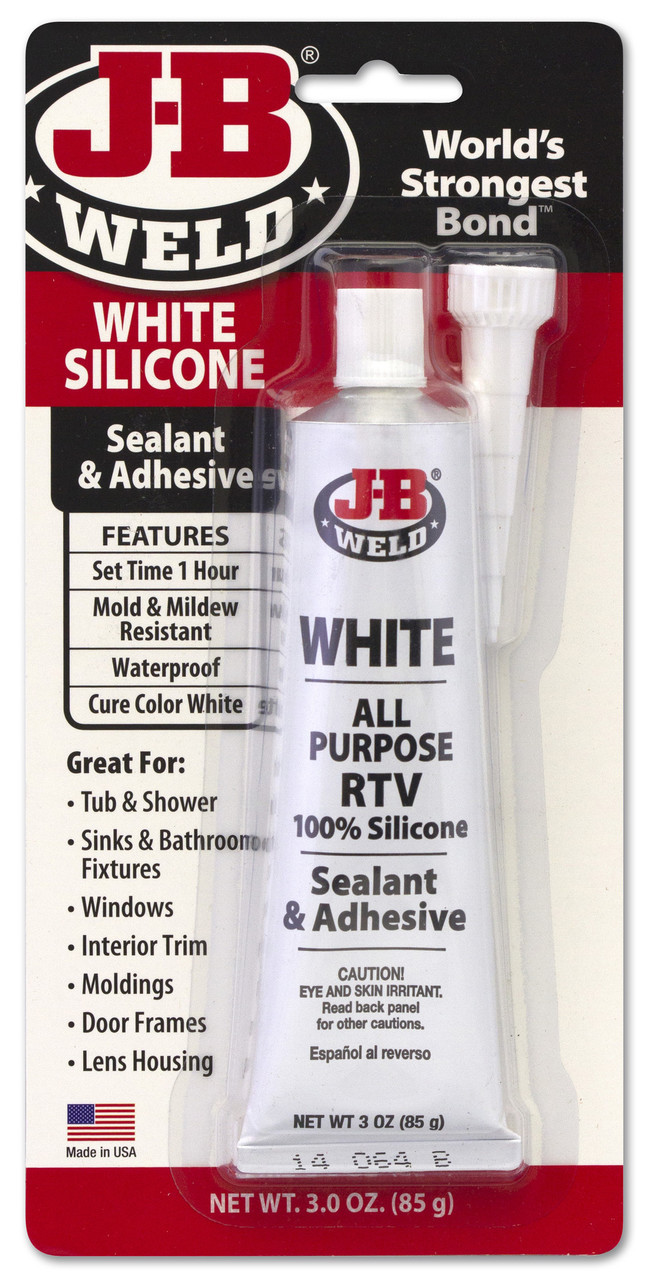 JB Weld 31312 White RTV Acetoxy Silicone Sealant – 3 Oz.
