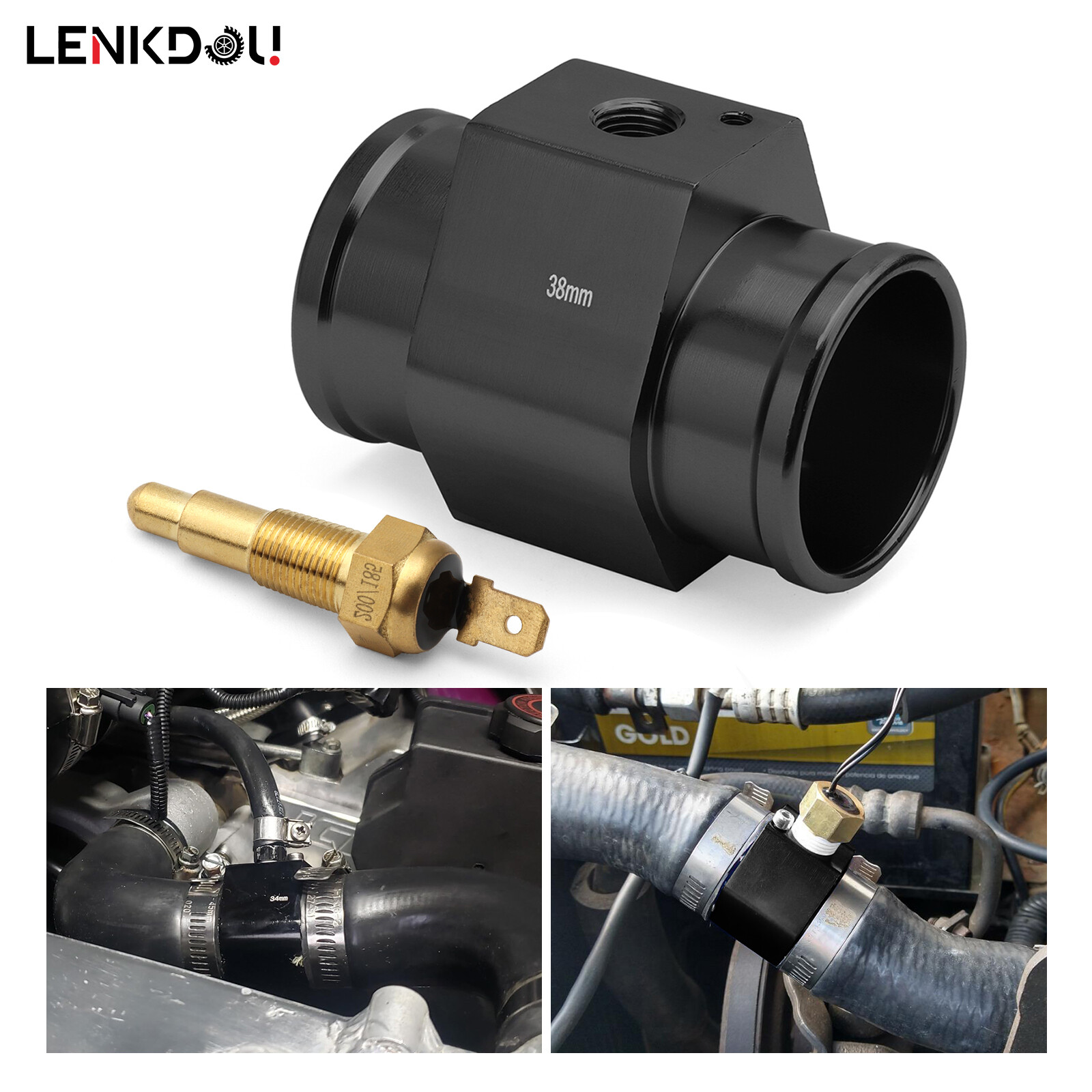 26~40mm Radiator Hose Fitting Universal Thermostat Switch Temp Gauge Sensor Kit