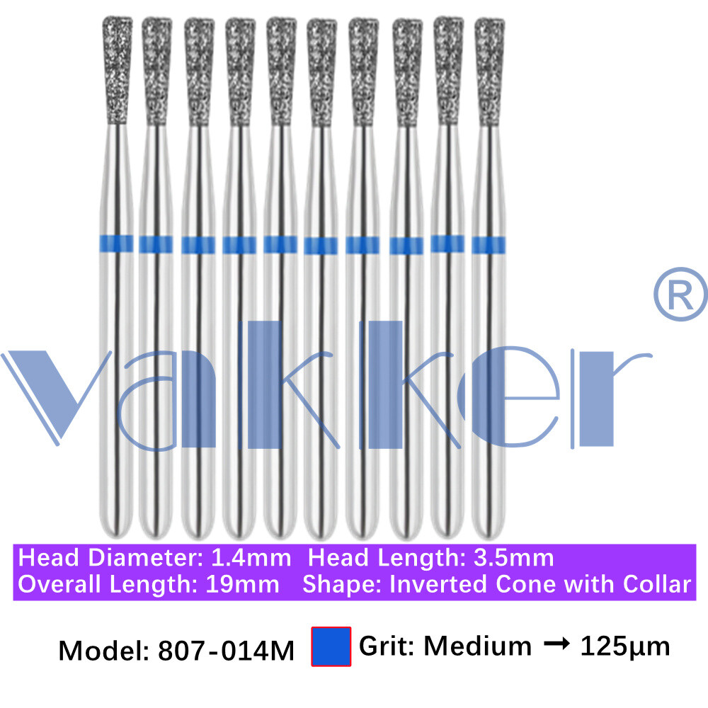 Vakker 10pc Diamond Burs Inverted Cone & Amalgam Buster Fine Medium Coarse