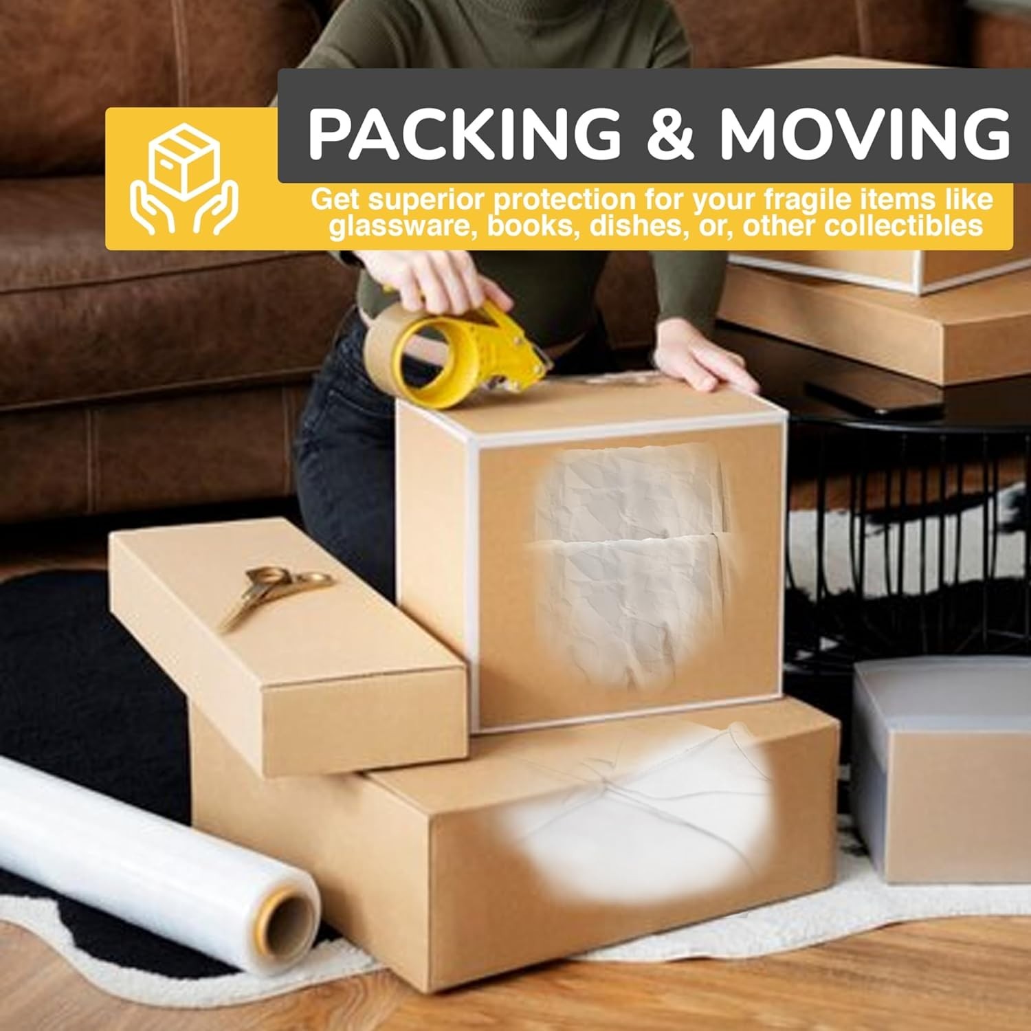 Moving Packing Paper Bundle – 350 Acid-Free Sheets, 27″ x 17″ for Fragile Items