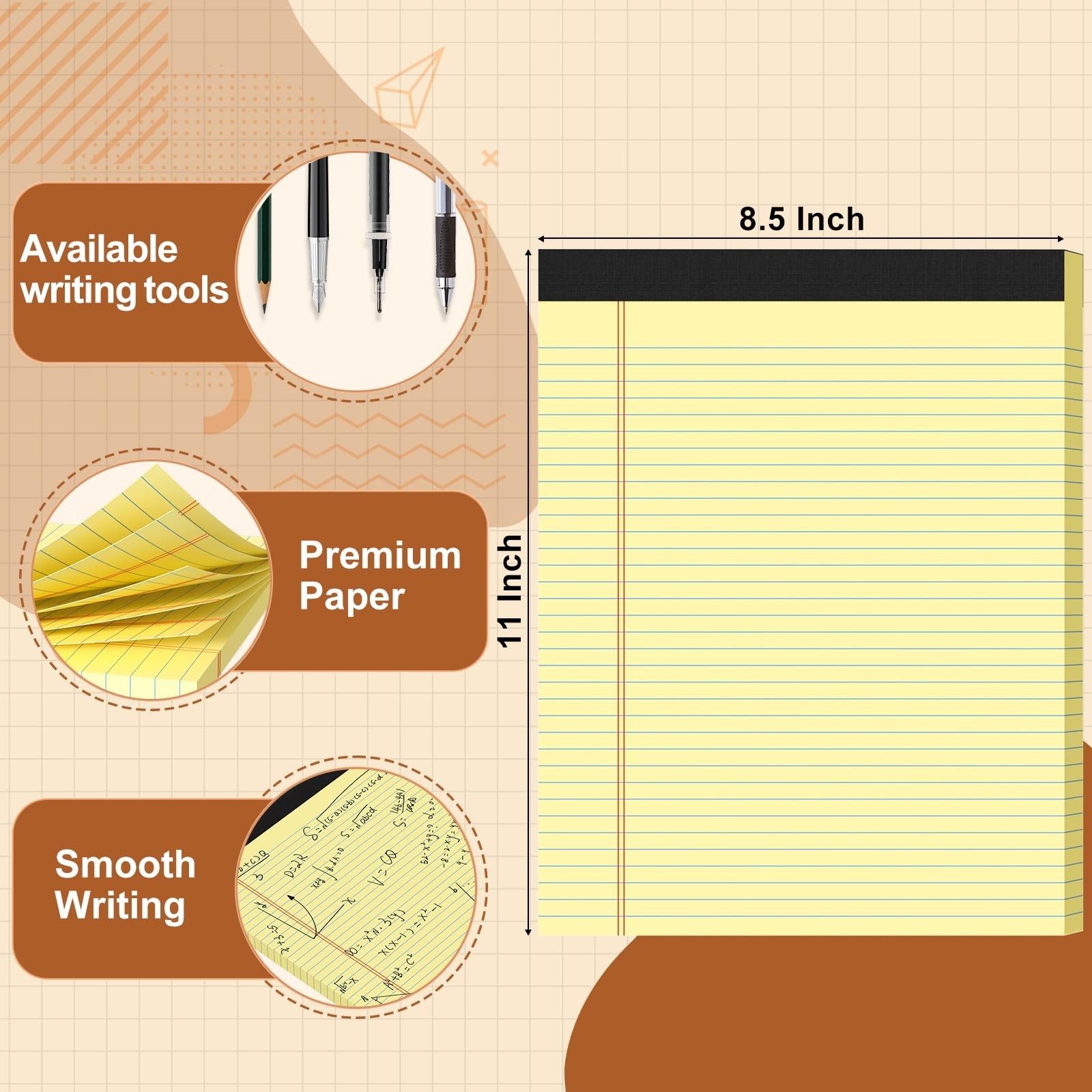 Legal Pads 8.5 X11, Narrow Ruled Notepads, 6 Pack, 50 Sheet/Pad | Yellow Lega…