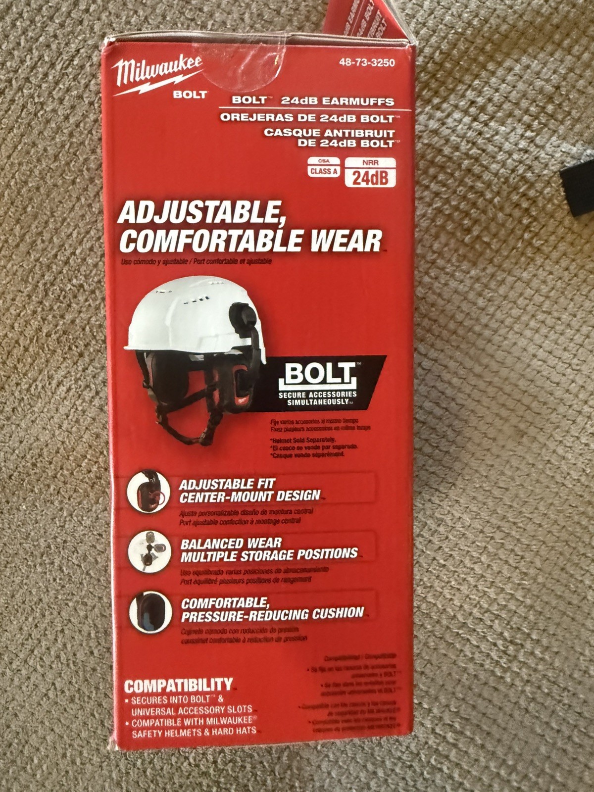 Milwaukee 48-73-3250 BOLT 24dB EARMUFFS, Use with Safety Helmets and Hard Hats