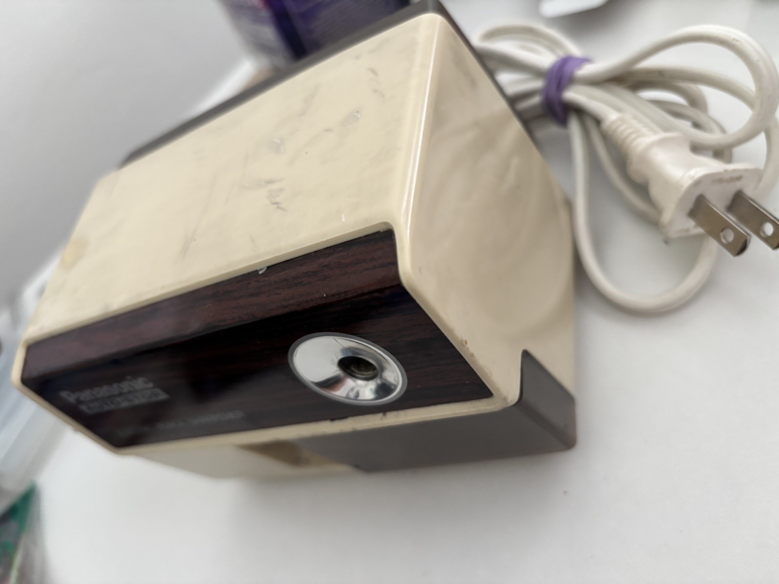 Used Vintage Panasonic Auto Stop Electric Pencil Sharpener Beige Model KP-110