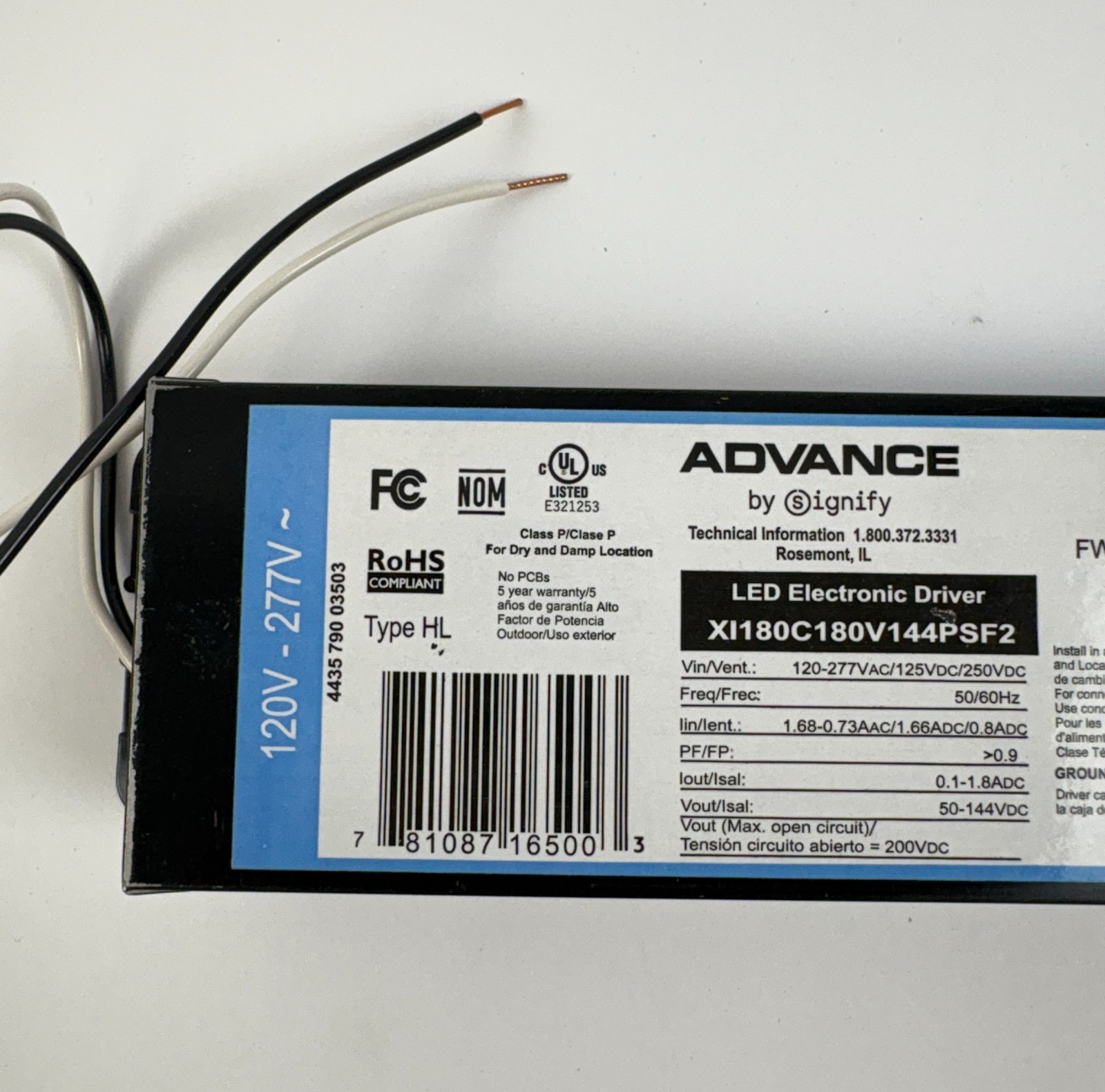 Signify Advance Xitanium 180W LED Driver 0-10V Dimming SimpleSet