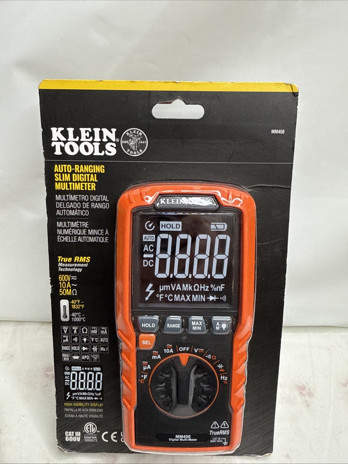 Klein Tools MM450 600V Slim Digital Multimeter TRMS Auto-Ranging Temp BRAND NEW