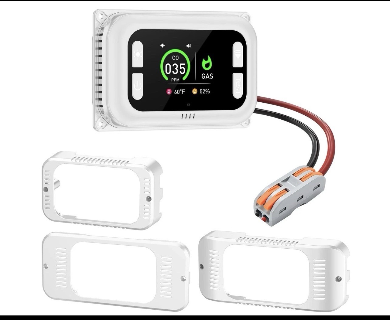 4-in-1 CO & Gas Detector for RV HD Display Temp Humidity 12V