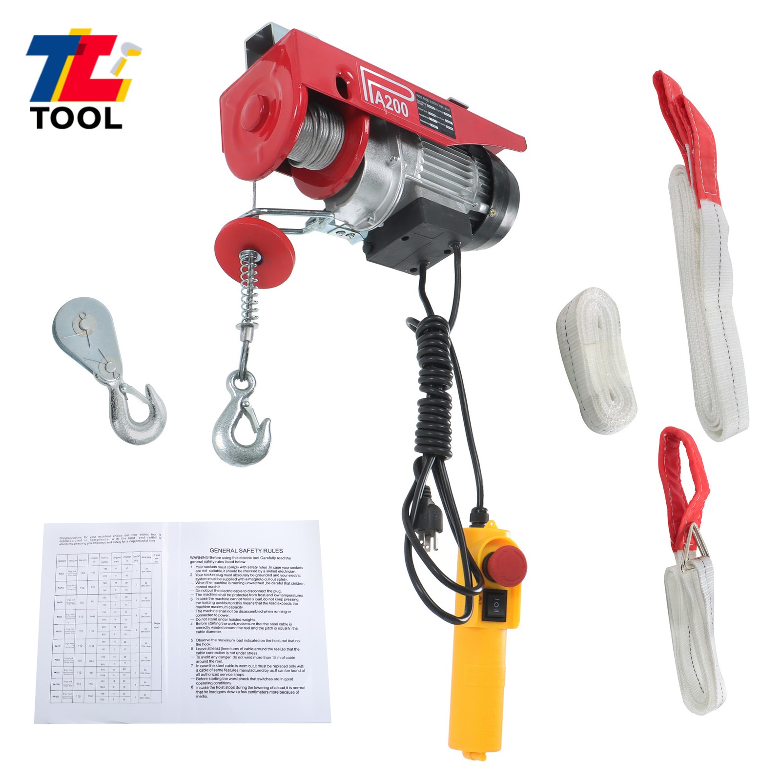 440lbs/200kg Electric Hoist 110V 510W Electric Winch 20-40ft Lifting Height