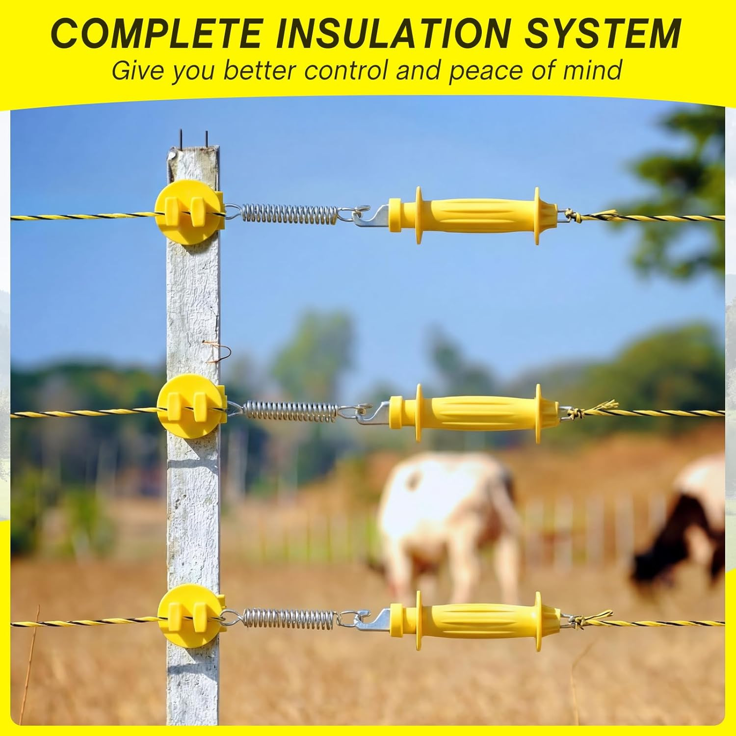 46 Pcs Electric Fence Kit Included 3366Ft/ 1026M Electric Fence Polywire, 40 T P