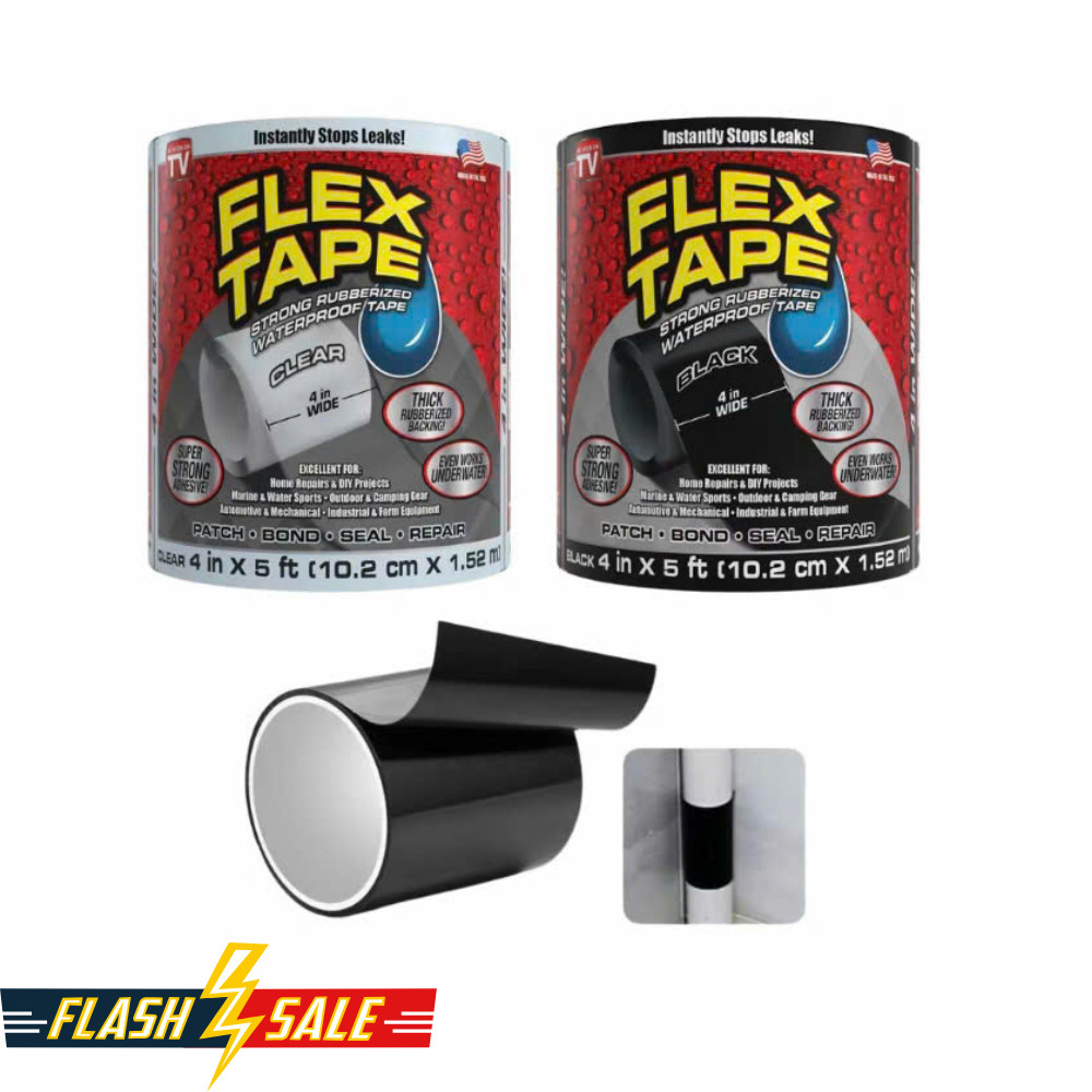 Flex Seal Super Wide Waterproof Duct Tape Black 4.6″ x 20 ft Heavy Duty