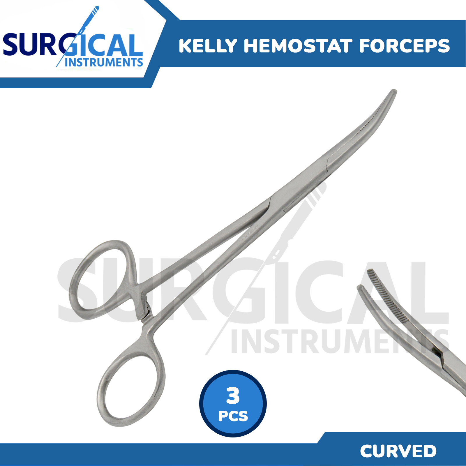 3 Pcs Kelly Hemostat Forceps 5.50″ Curved Stainless Steel German Grade
