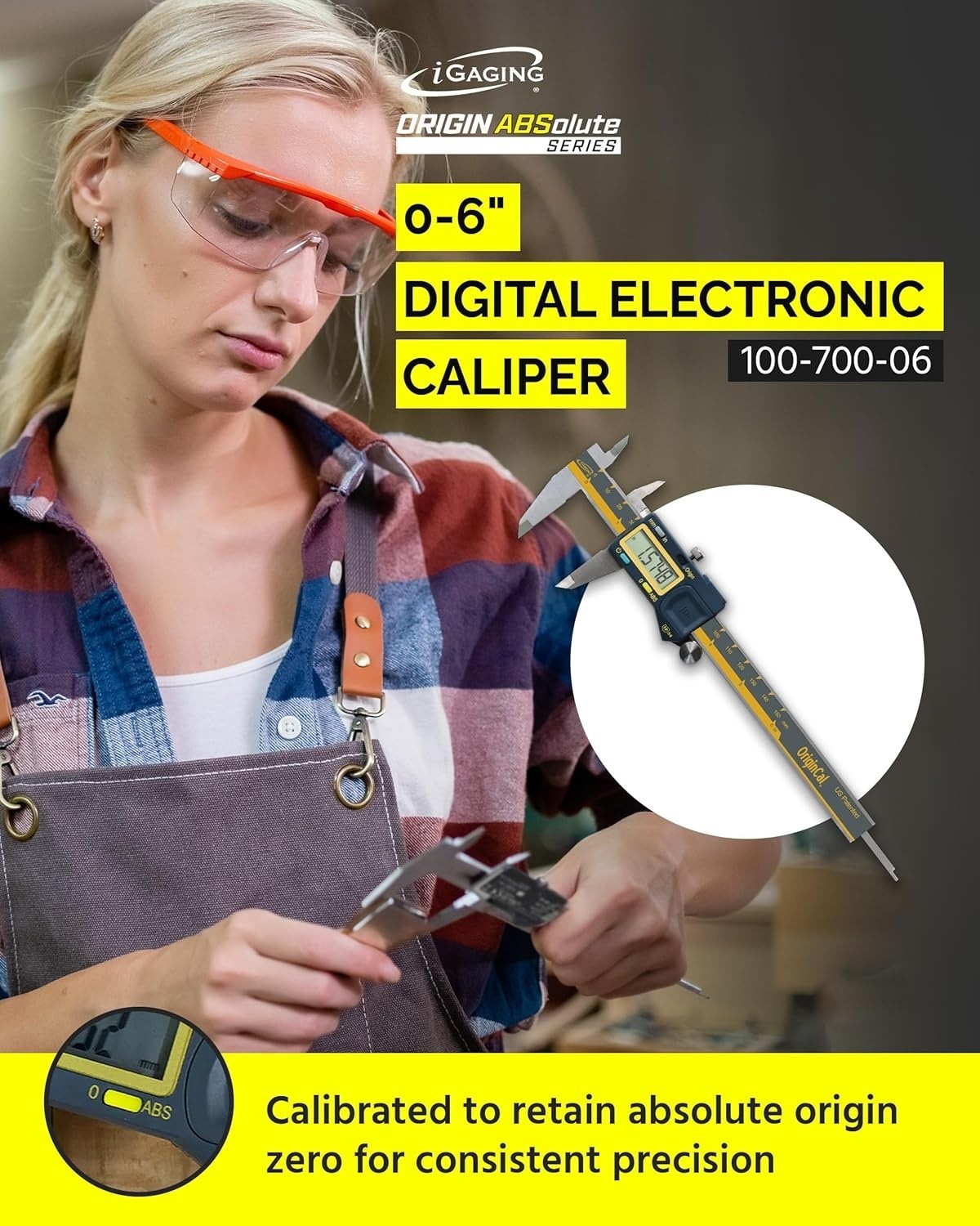 iGAGING Absolute Origin 0-6″ Digital Caliper, IP54 Stainless Steel, SPC/USB Port