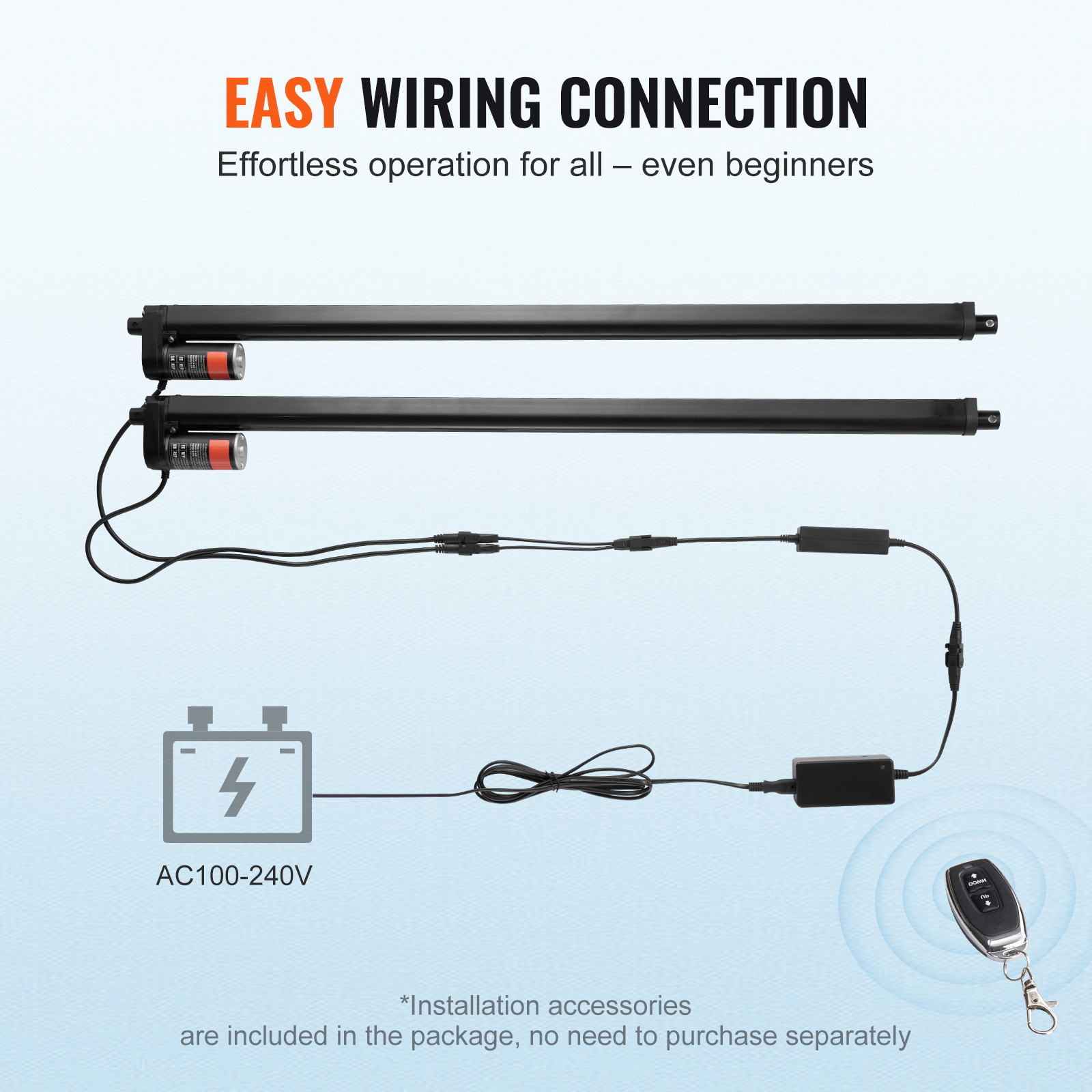 VEVOR 2PCS 12V Linear Actuator Kit 30 Inch 0.35″/s 220lbs/1000N IP54 Protection