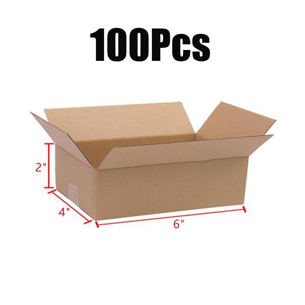 100 6×4″x2″ Cardboard Paper Boxes Mailing Packing Shipping Box Corrugated Carton