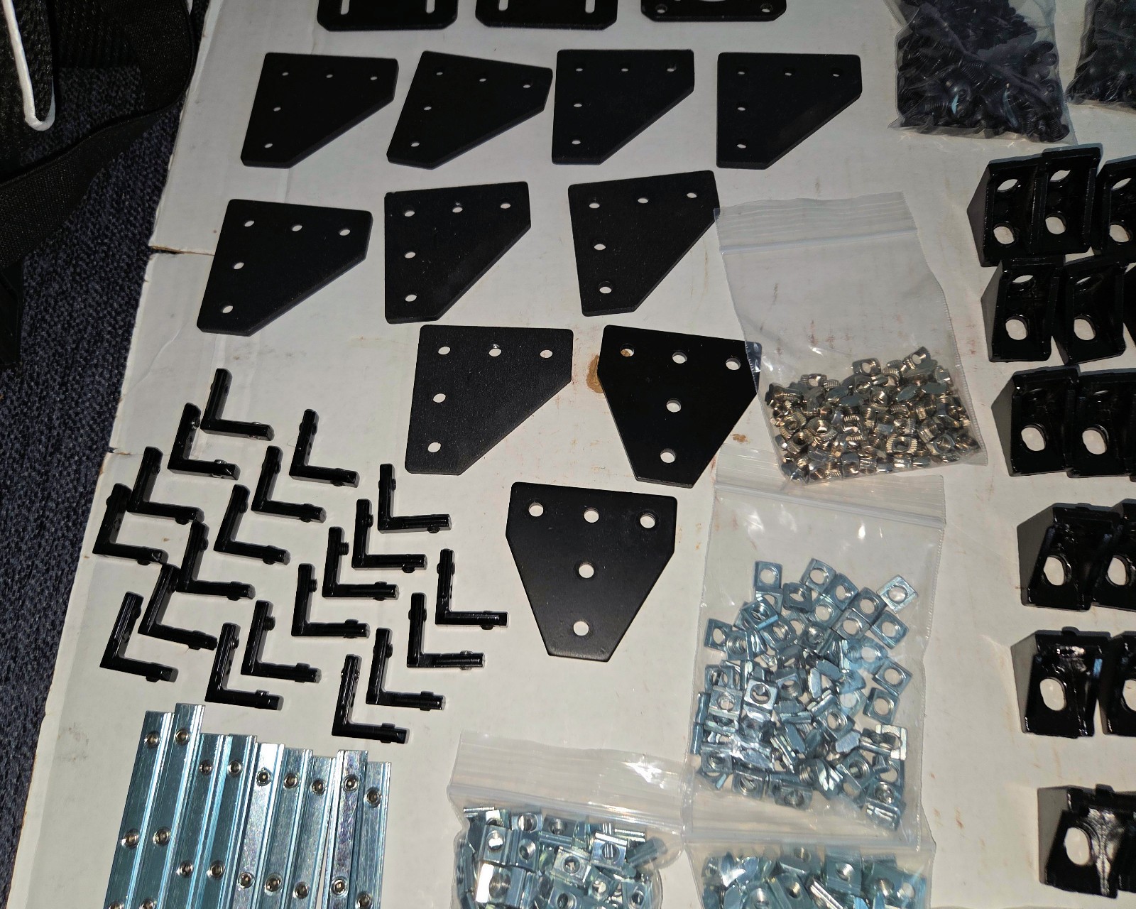 Large Lot Aluminum Extrusion, Angle Brackets, Bolts, T-Nuts, etc