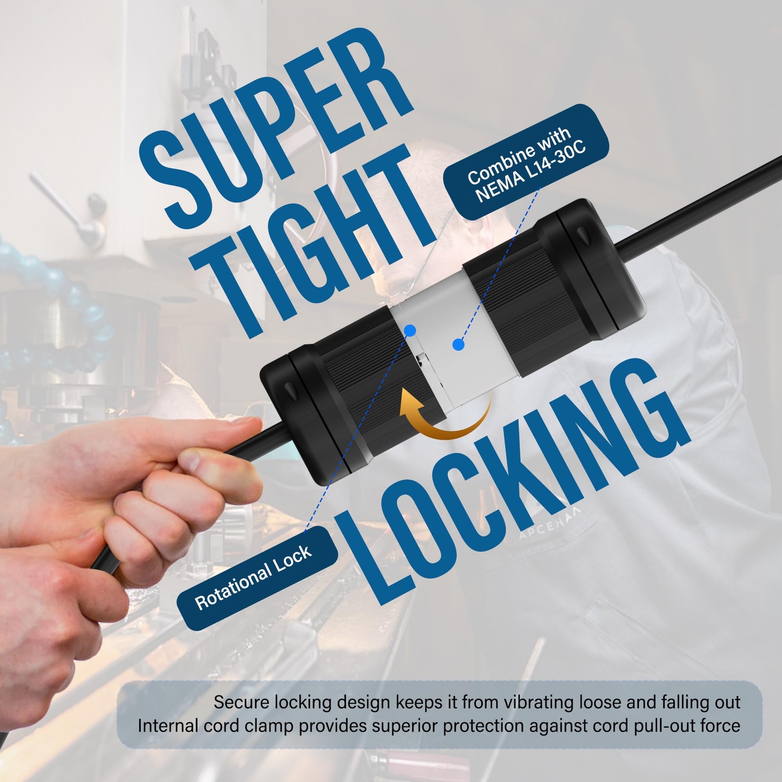 Locking Plug for Generator NEMA L14-30P Extension Cord End Male Plug-30 Amp 1…