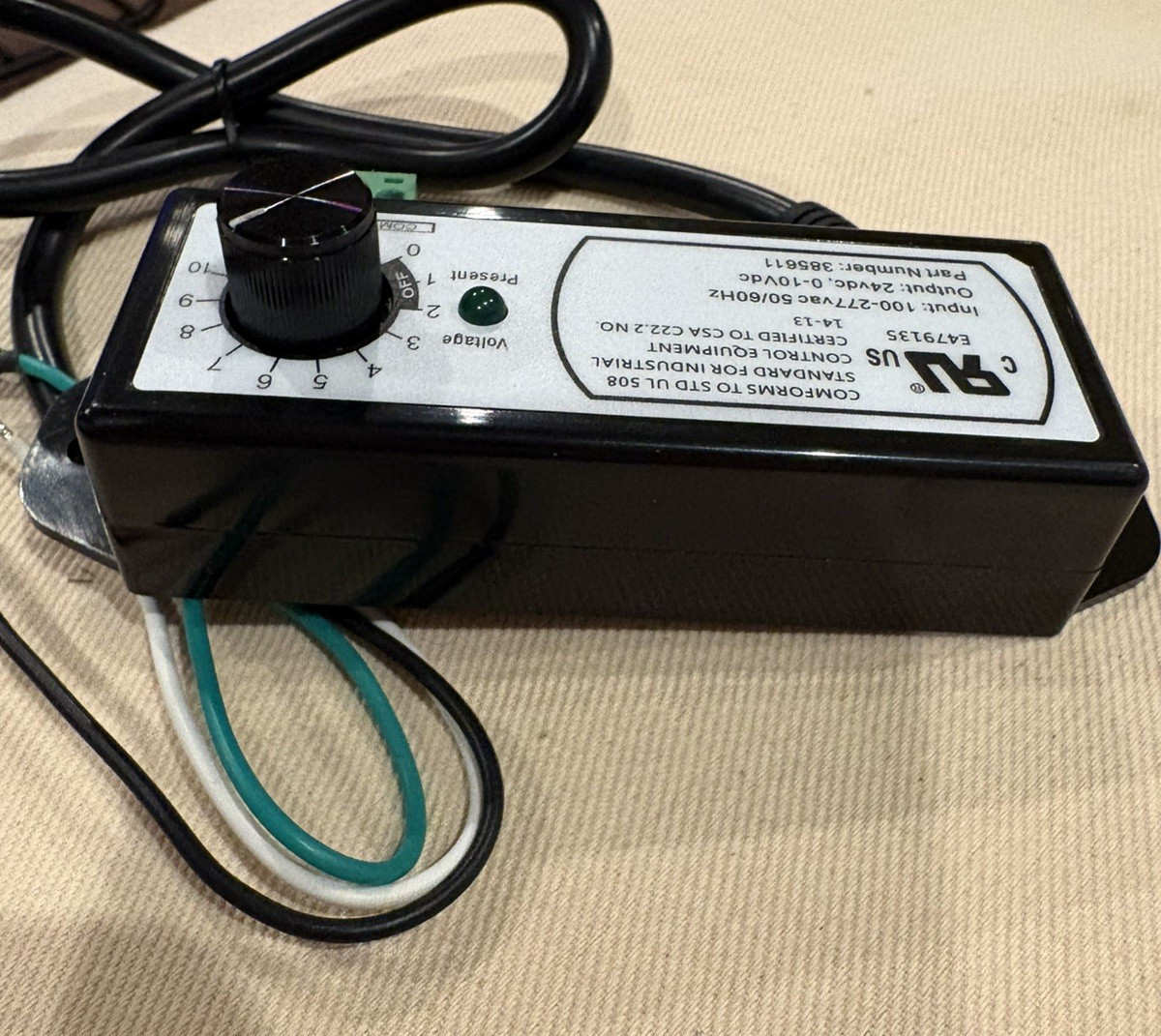 Greenheck 385611 Vari-Green Dial-On Fan Speed Control 100-277VAC 0-10V EC Motor