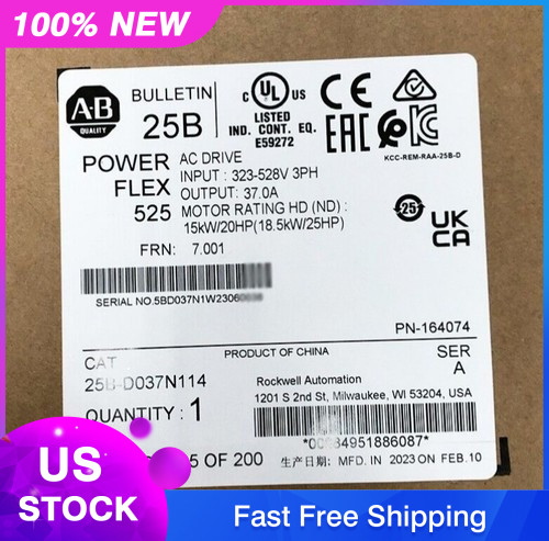 1PCS New 25B-D037N114 Allen-Bradley 25B-D037N114 AC Drive 3 Phase Fast Shipping