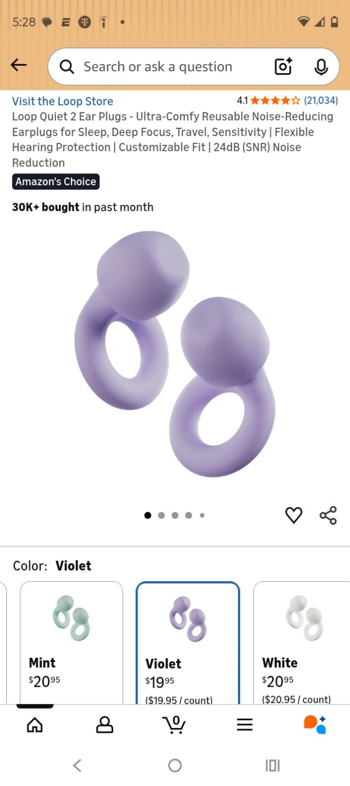 Loop Quiet 2 Earplugs Ultra-Comfortable, Reusable, Noise-Reducing Violet