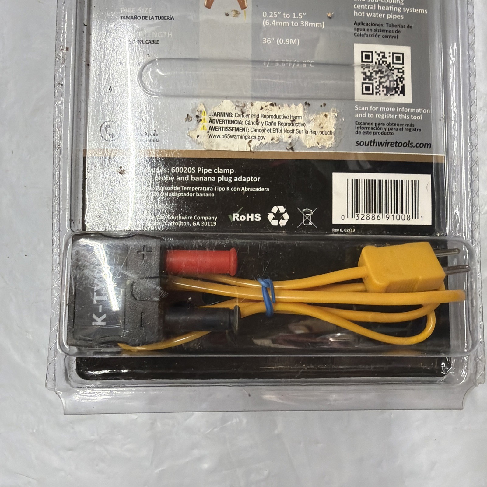 Southwire Type K Pipe Clamp Temperature Probe 60020S Brand New