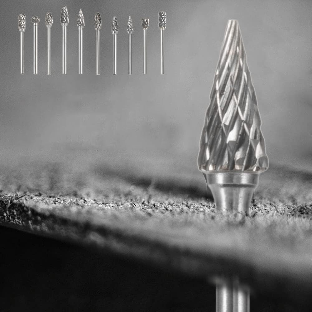 Aluminum Cutting Bits Carbide Burr Set 10 Pieces With 3mm1/8inch For Die Grinder
