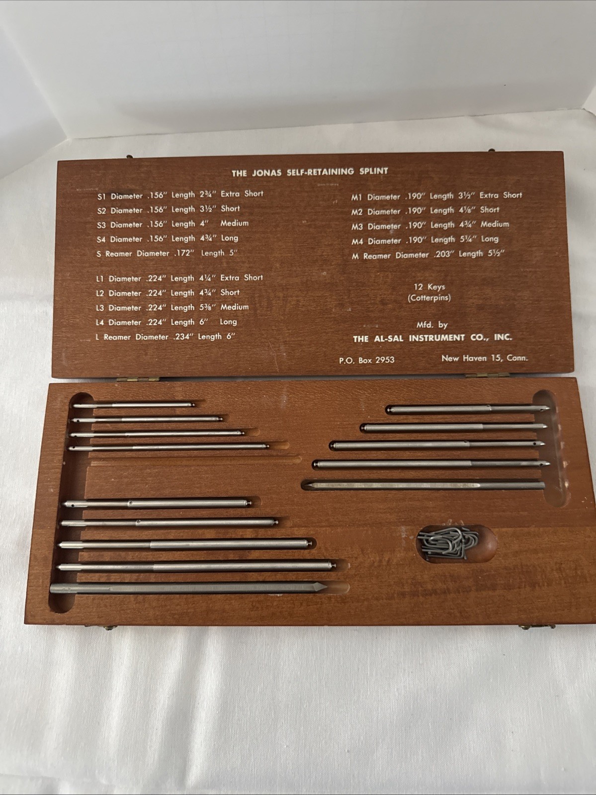Jonas Self Retaining Splint Set Small Animal RARE Collect Wood Case Patent 1953