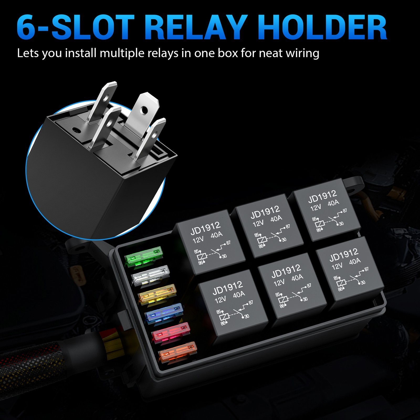Waterproof 12V Relay Fuse Box Kit with Pre-Wired Harness for Automotive Use