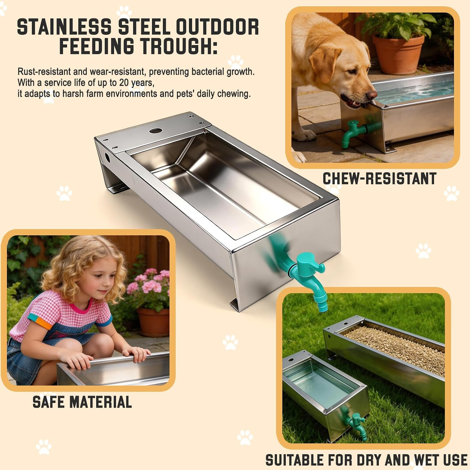 Stainless Steel Automatic Livestock Water Troughs with Float Valve Kit (2 Pack)
